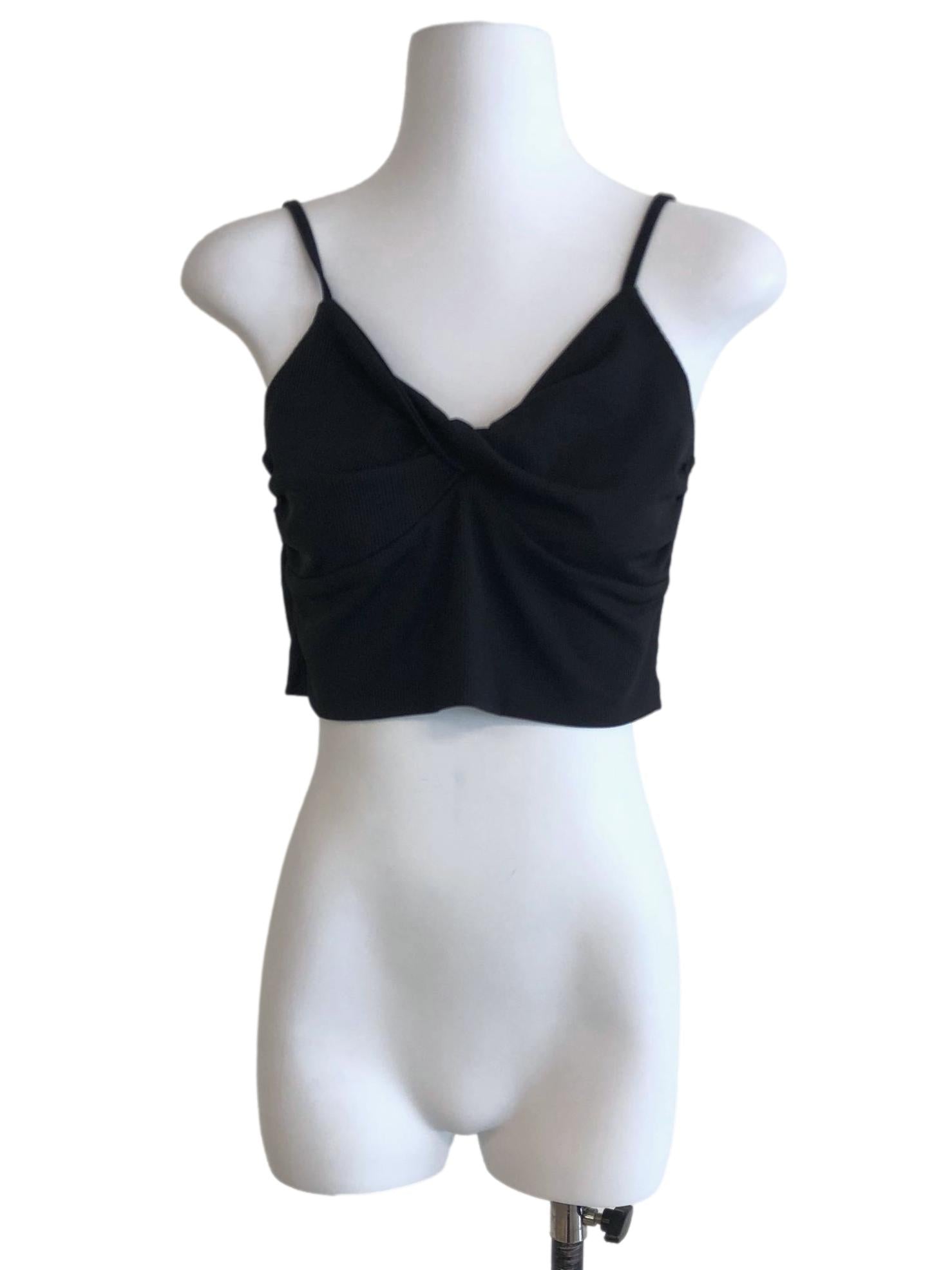 Sable Black V Spaghetti Cropped Top