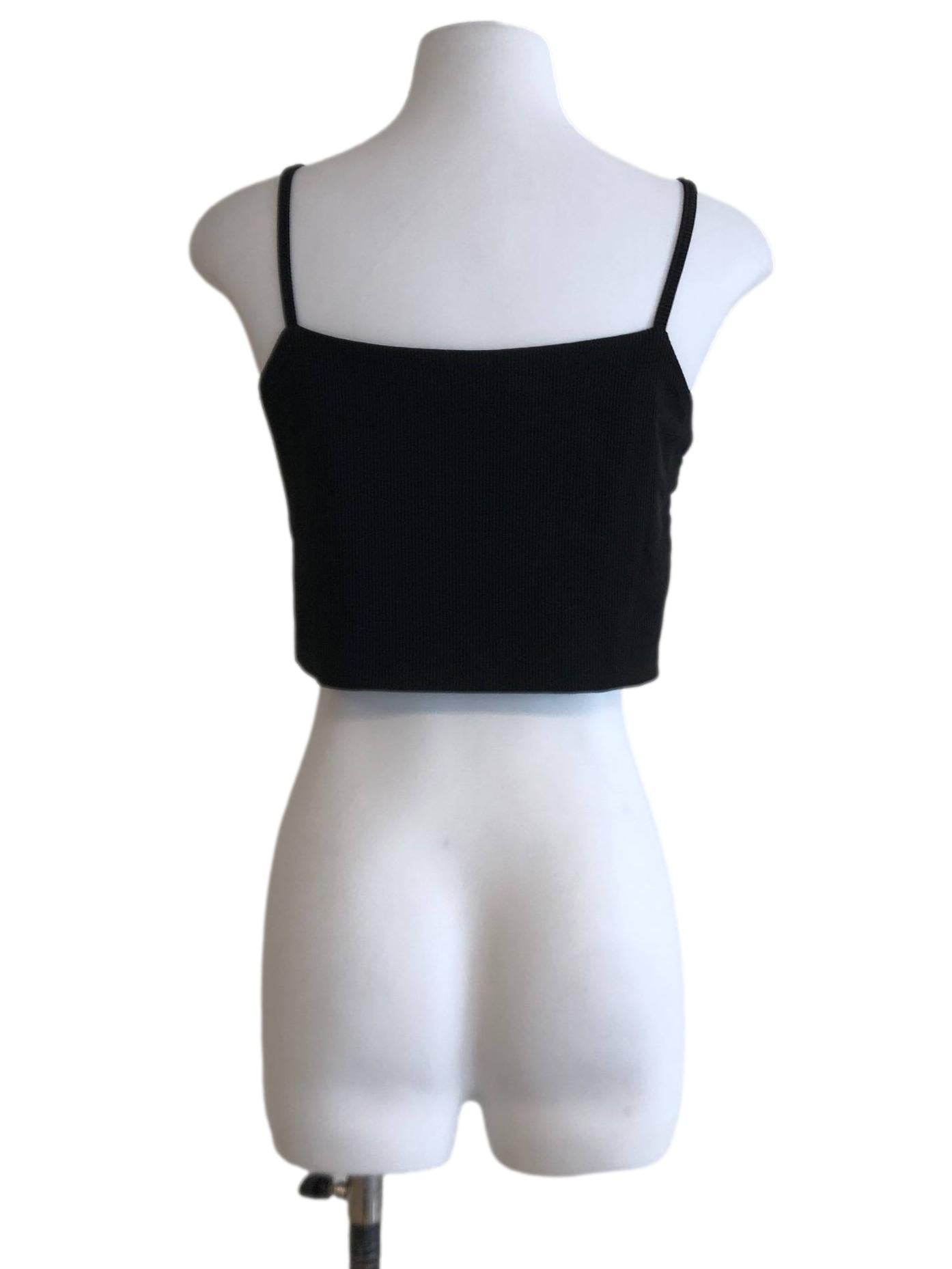 Sable Black V Spaghetti Cropped Top