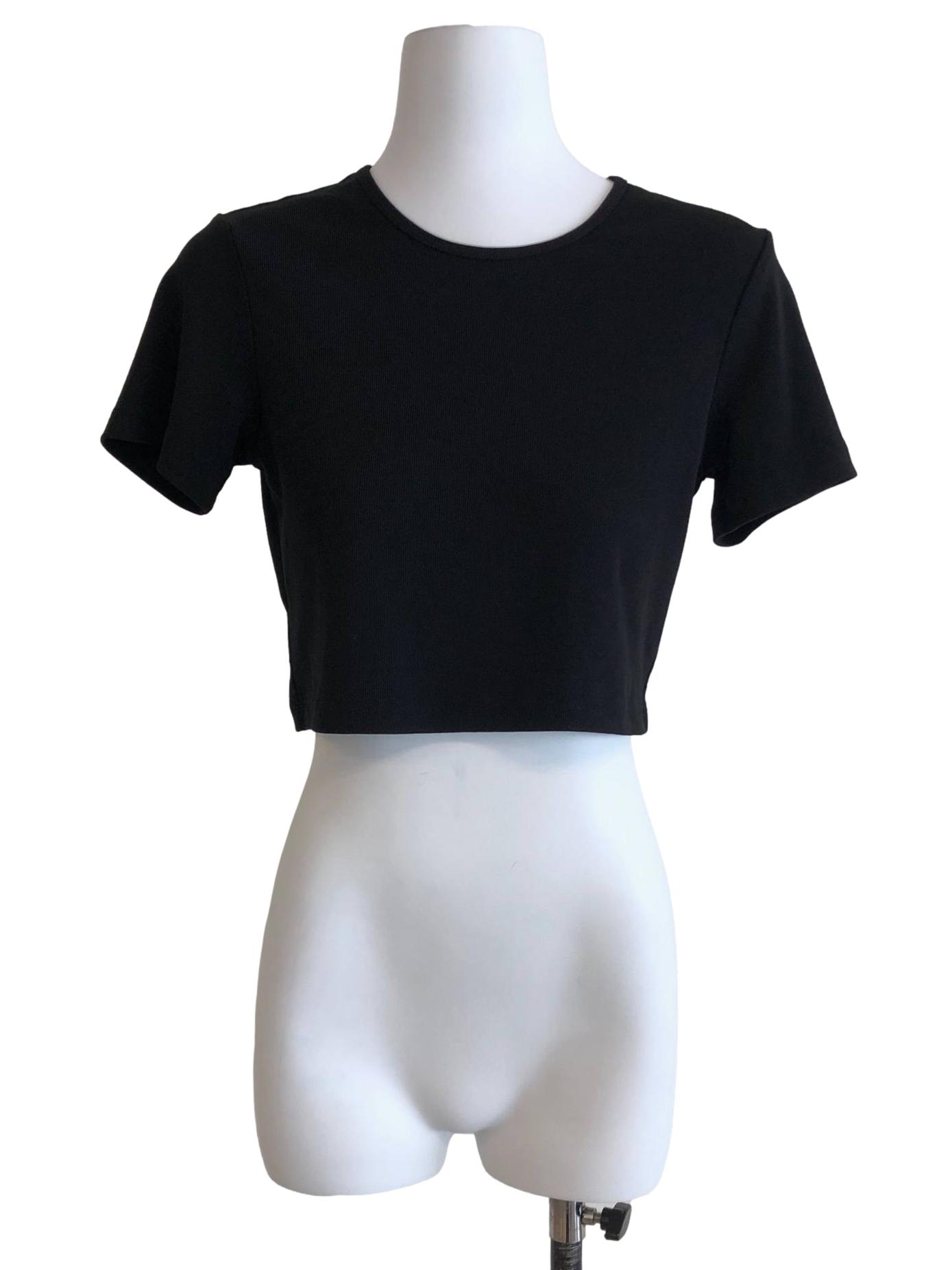 Black Basic Knitted Crop Top