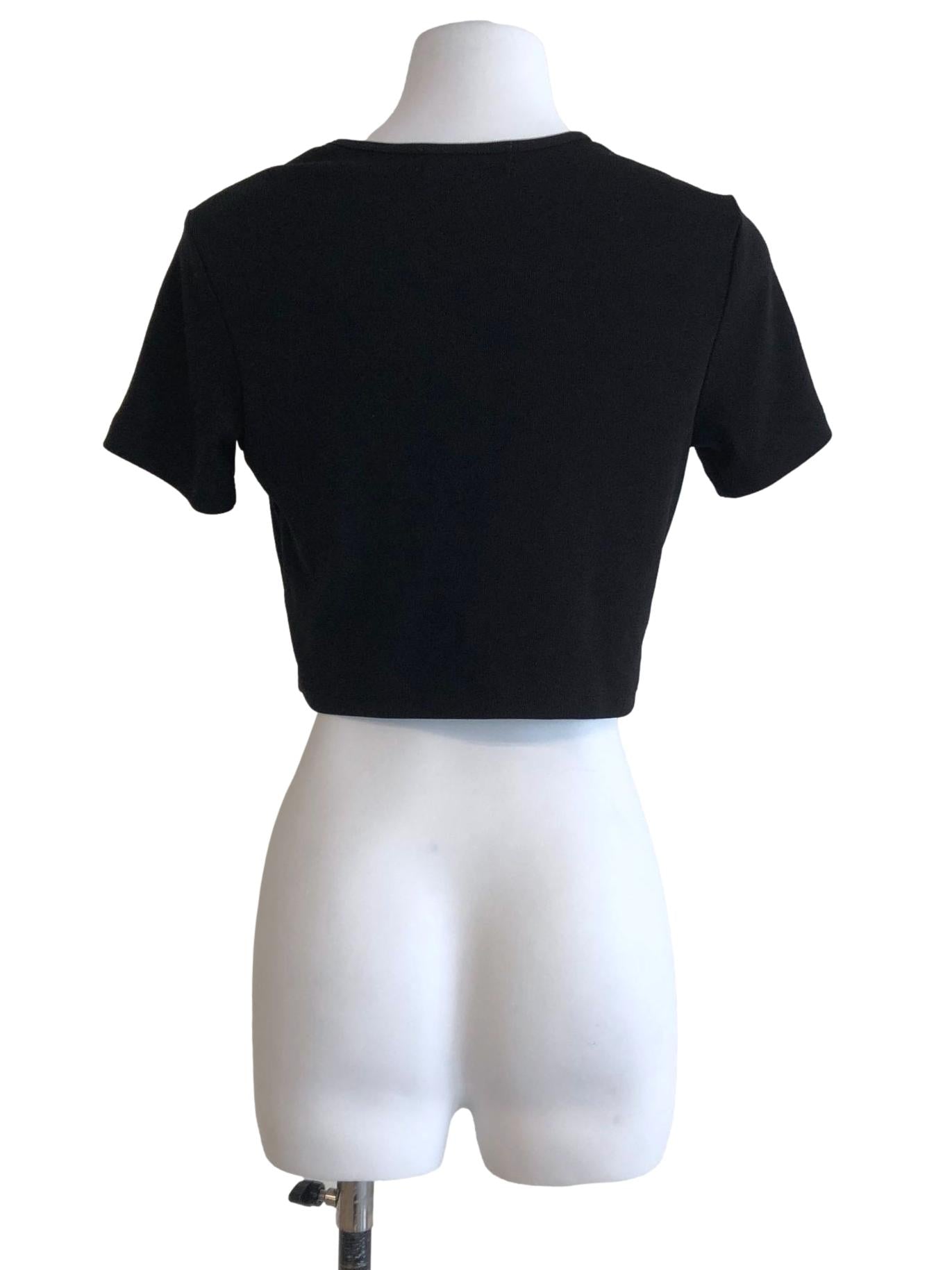 Black Basic Knitted Crop Top