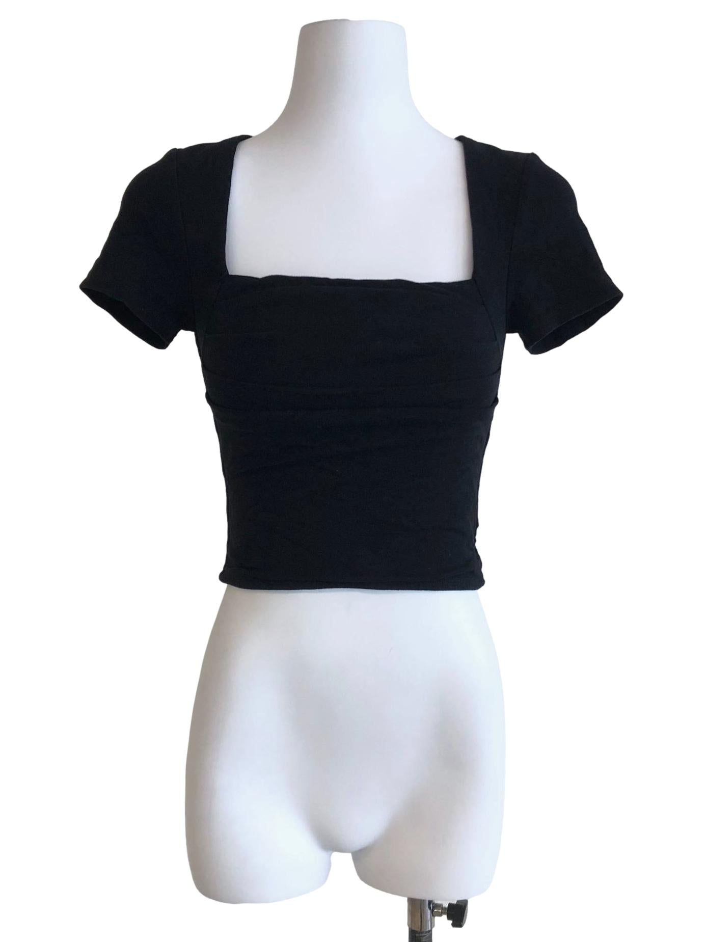Black Straight Across Padded Blouse