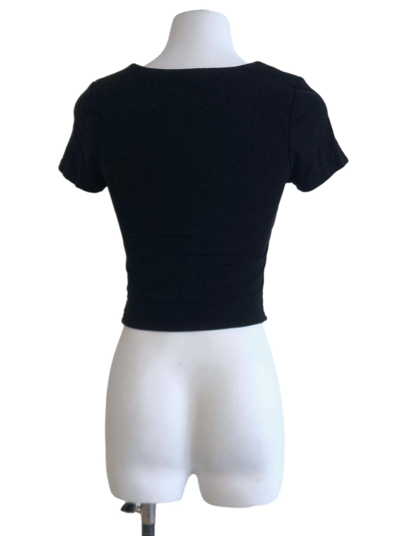 Black Straight Across Padded Blouse