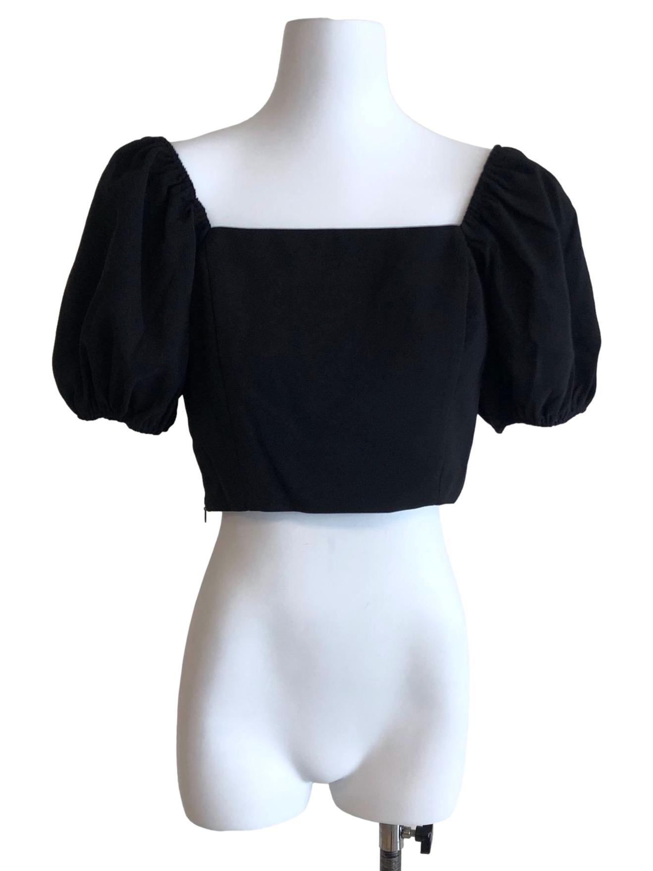 Black Square Neck Cropped Top