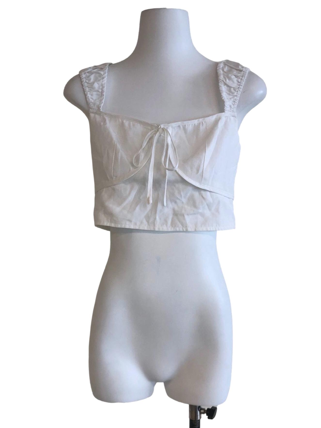 Daisy White Square Neck Crop Top