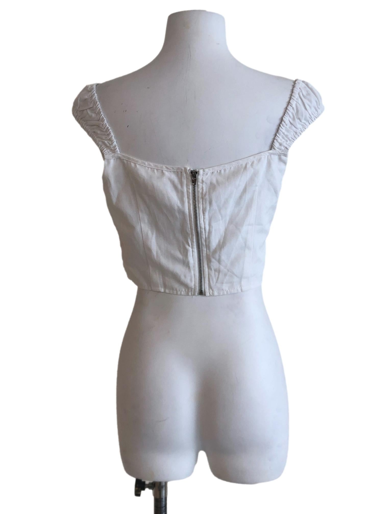 Daisy White Square Neck Crop Top