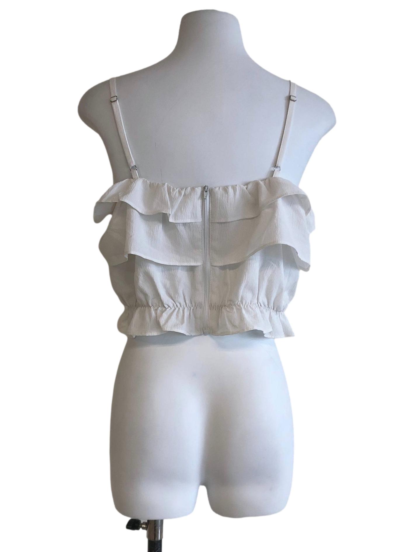 Pearl White Ruffle Crop Top