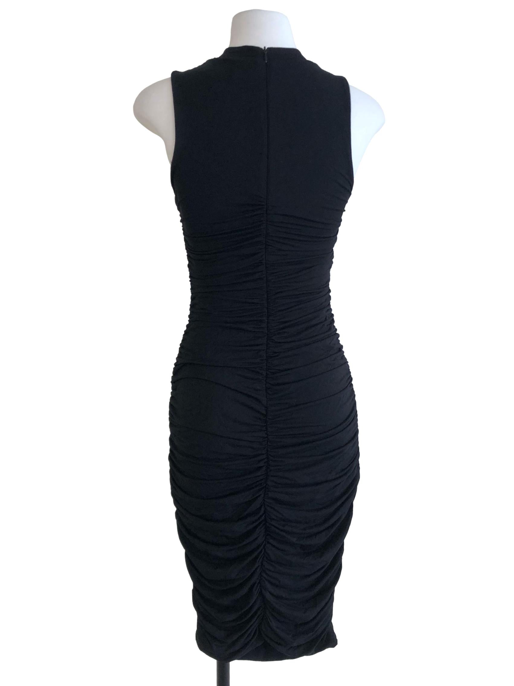 Black Draped Fitted Dress