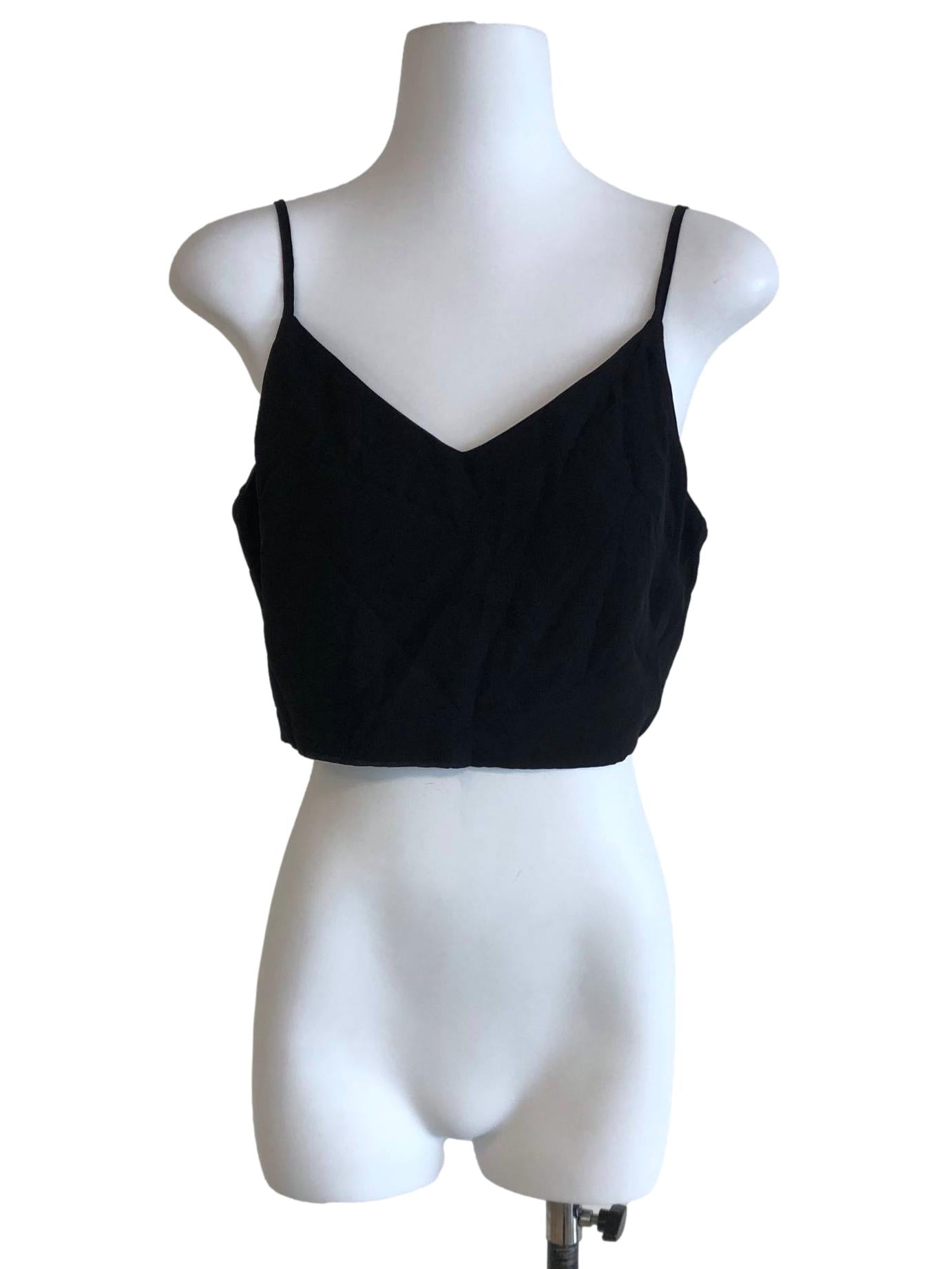 Black V Neck Crop Top