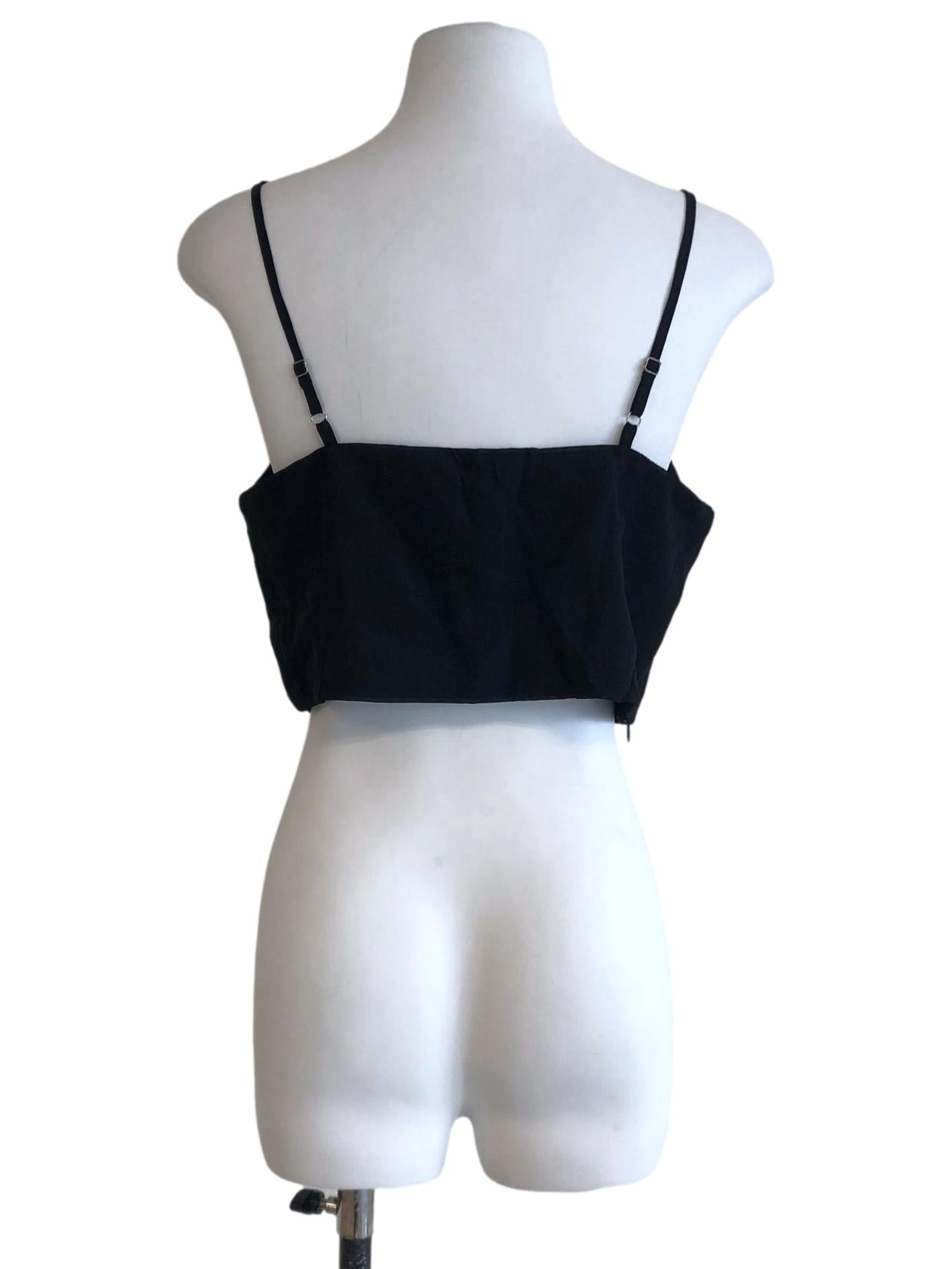 Black V Neck Crop Top