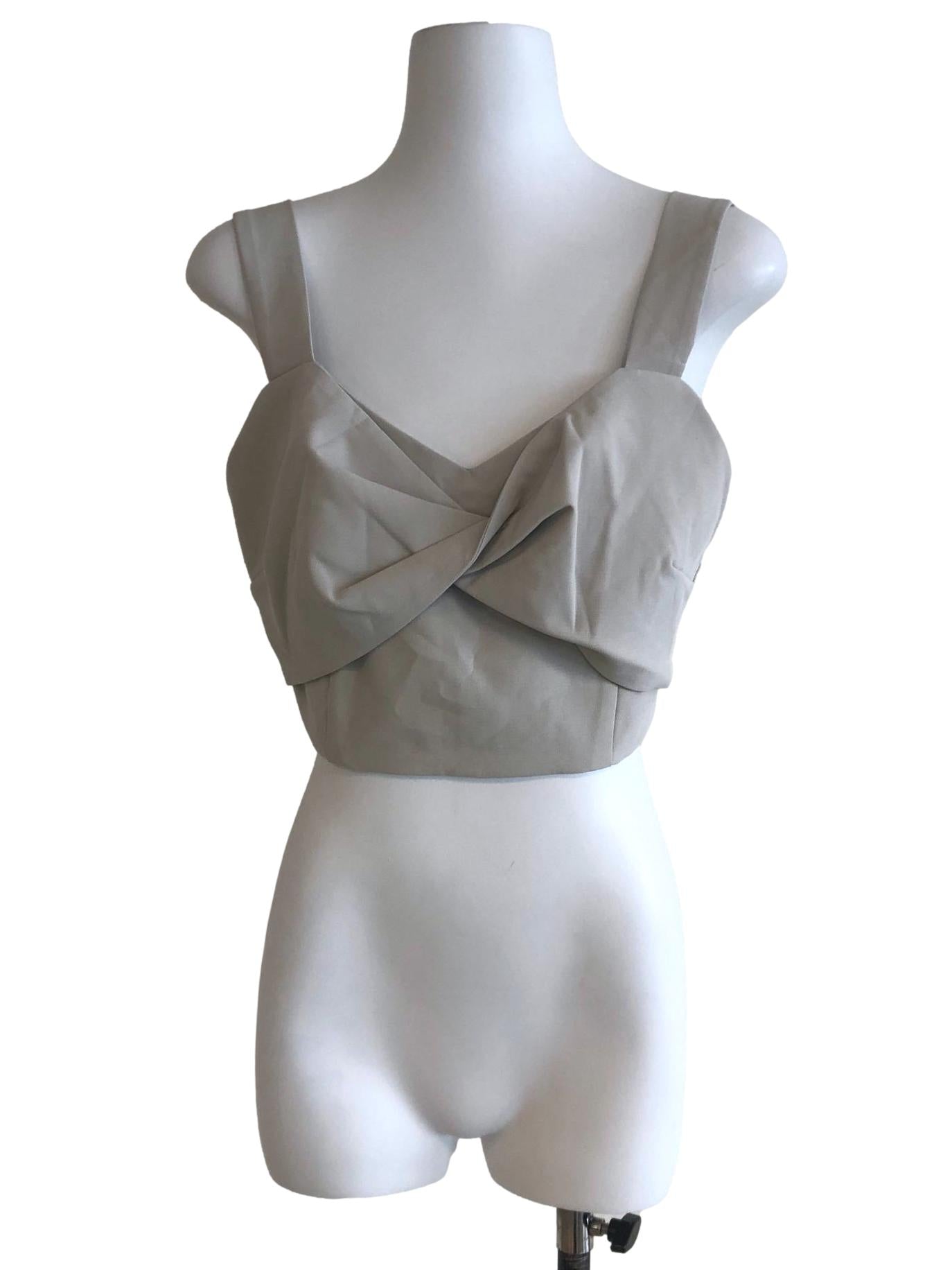 Pistachio Green V Neck Crop Top