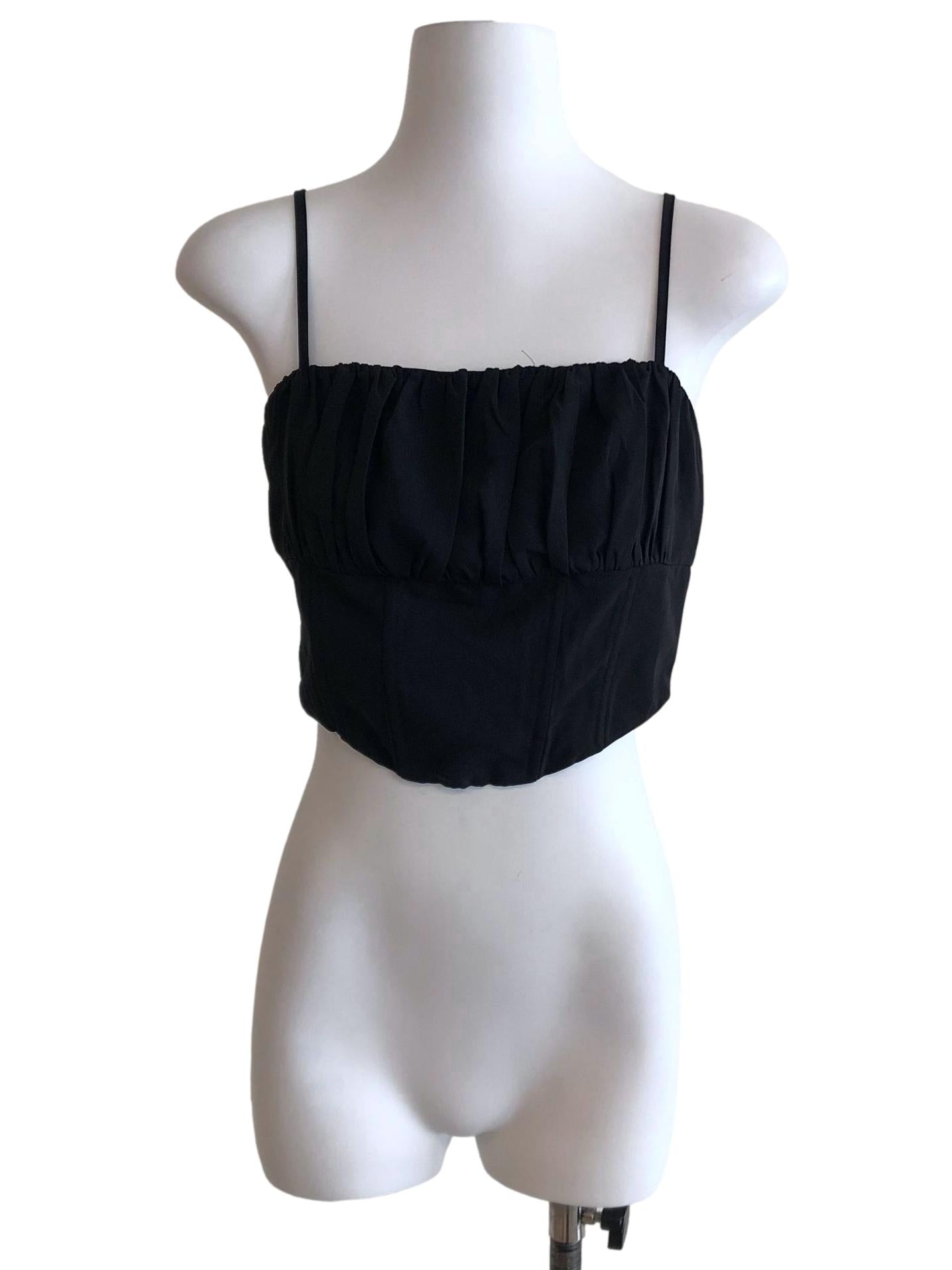 Black Panelled Cropped Top
