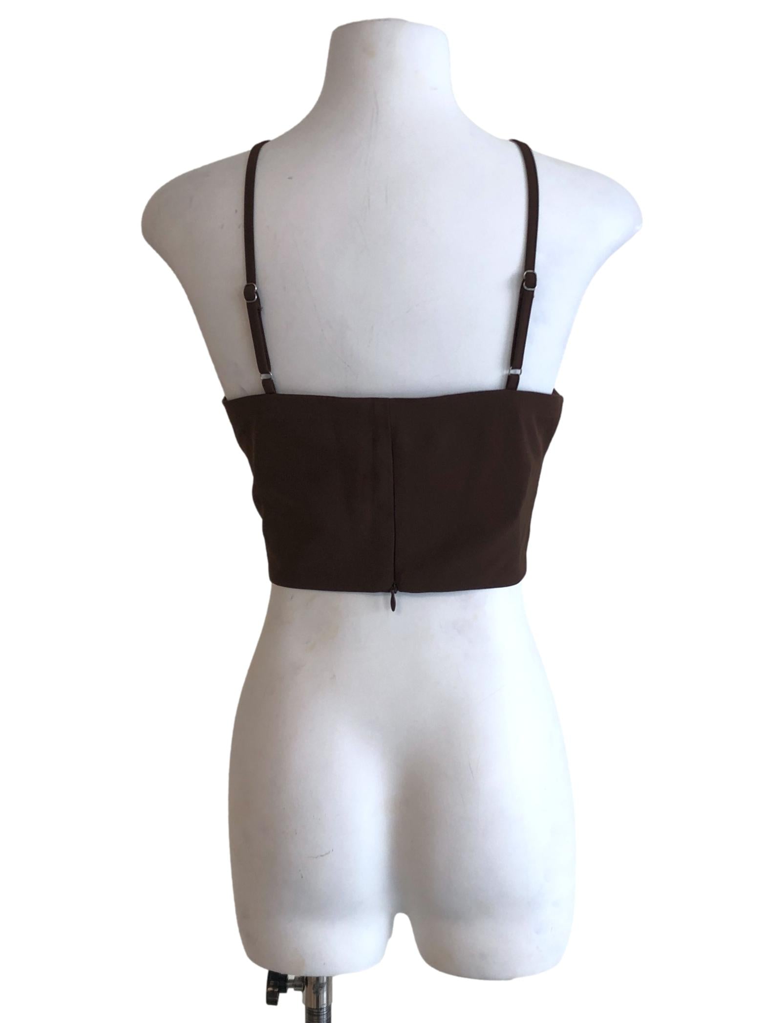 Walnut Brown Halter Cropped Top