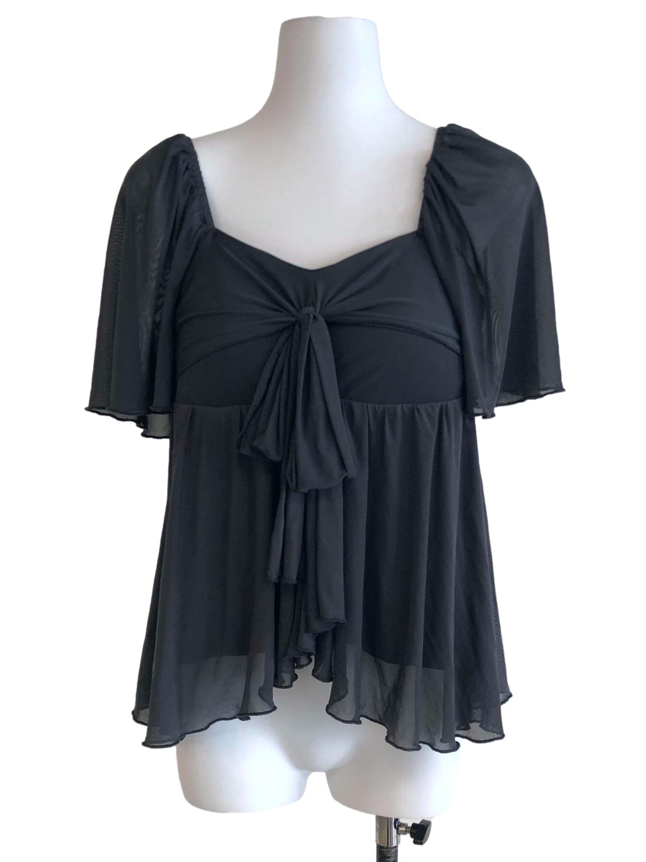 Deep Grey Ribbon Padded Top