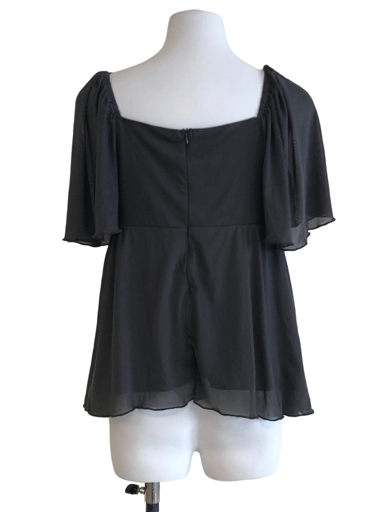 Deep Grey Ribbon Padded Top