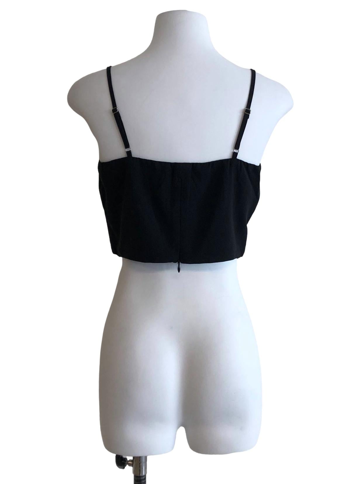 Black Panelled Cropped Top