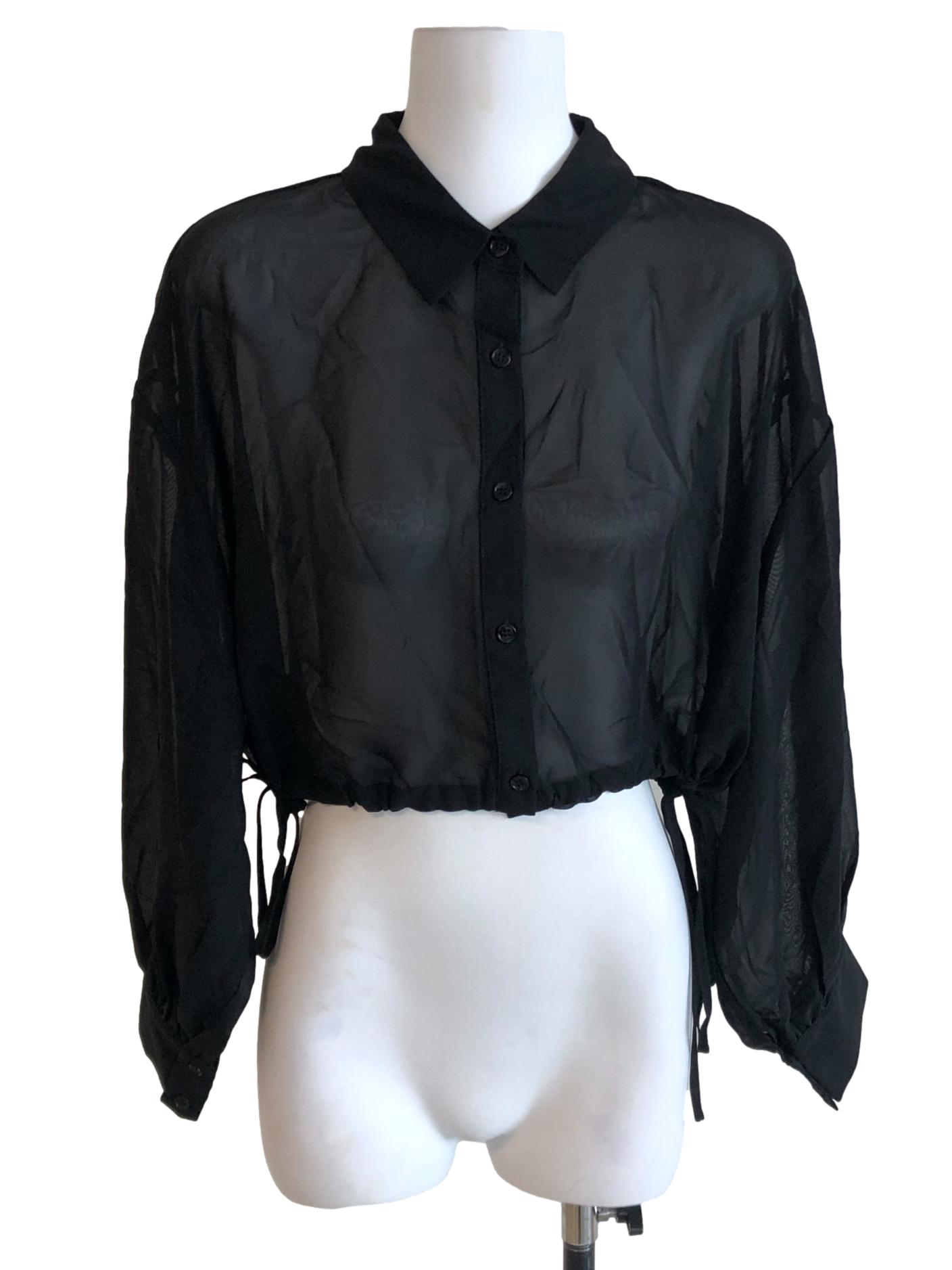 Black Sheer Button Shirt