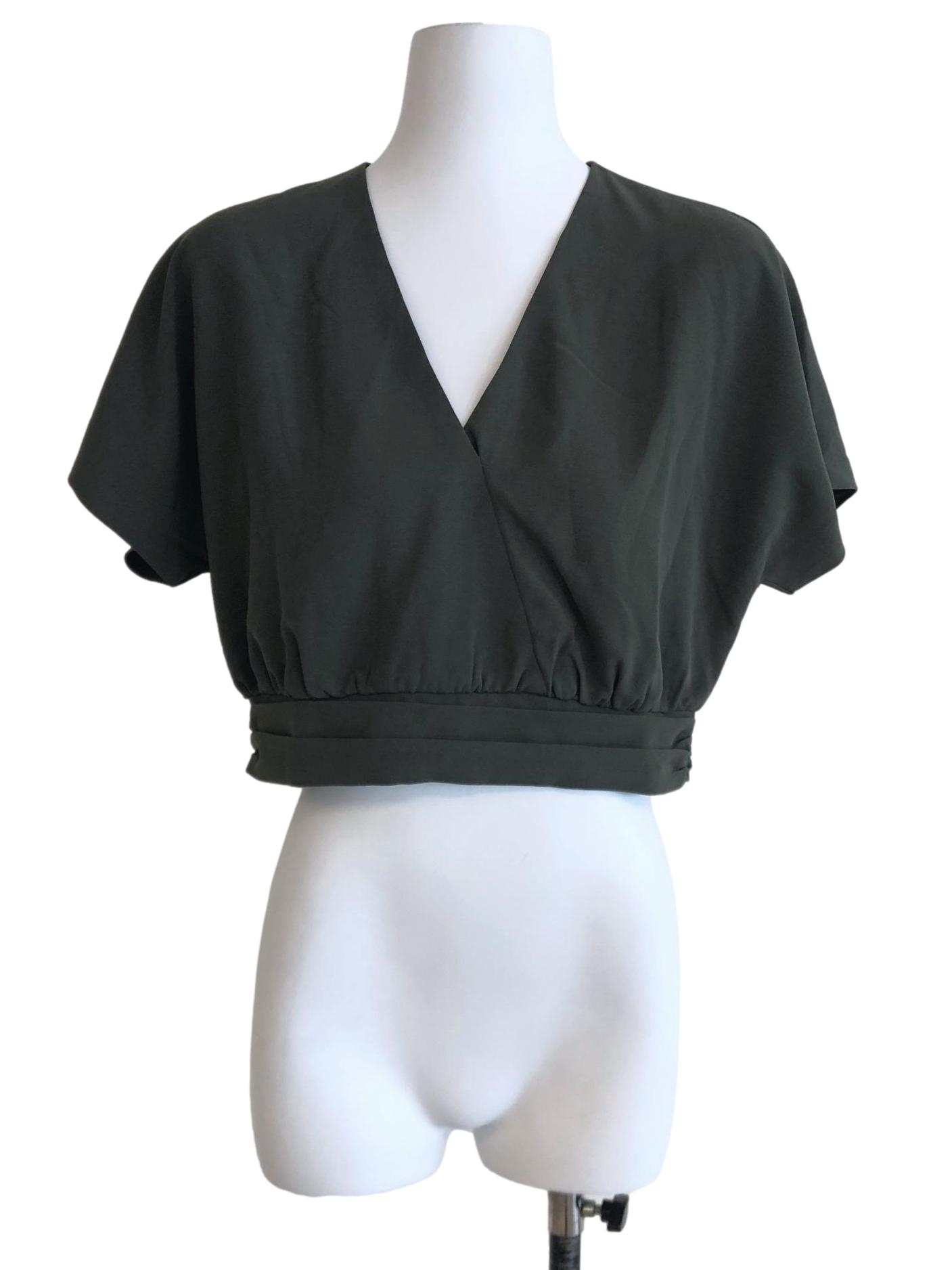 Crocodile Green V Neck Crop Top