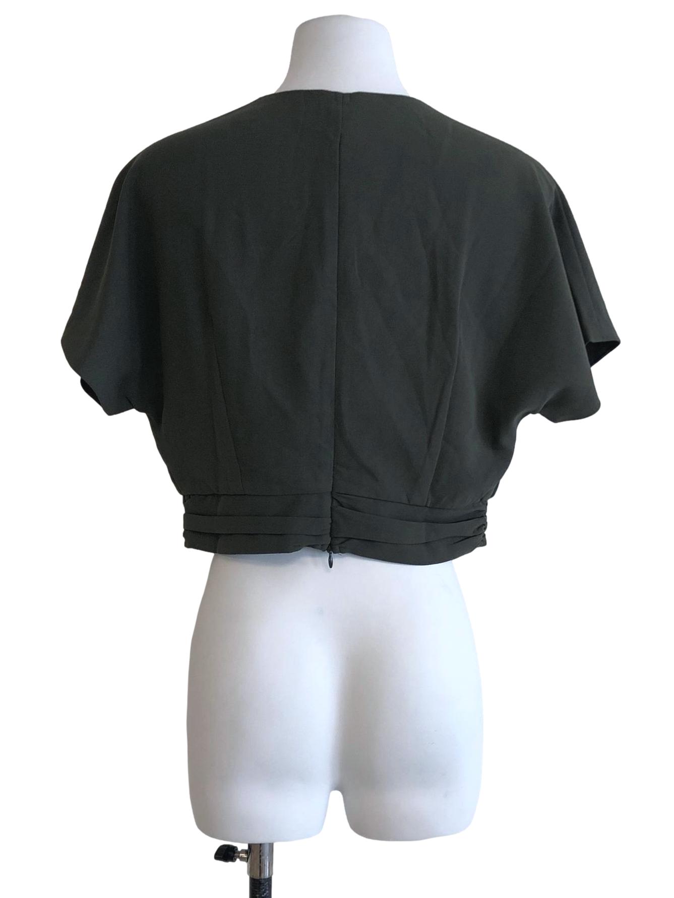 Crocodile Green V Neck Crop Top