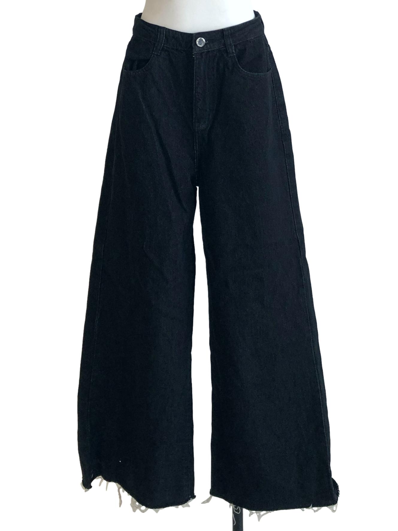 Black Raw Hem Jeans