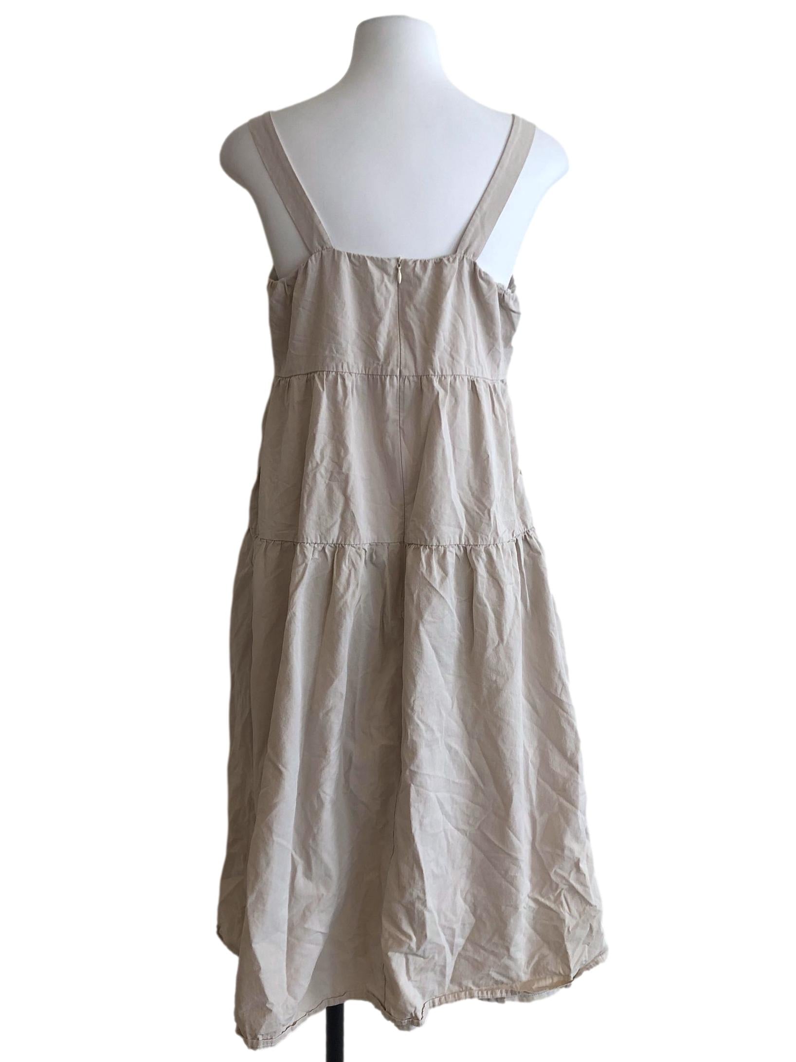 Parchment Beige Tiered Sleeveless Dress