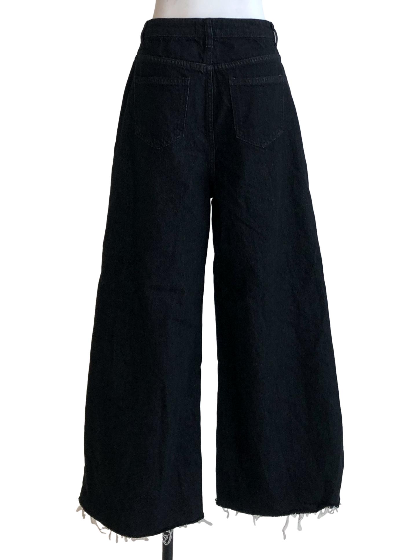 Black Raw Hem Jeans