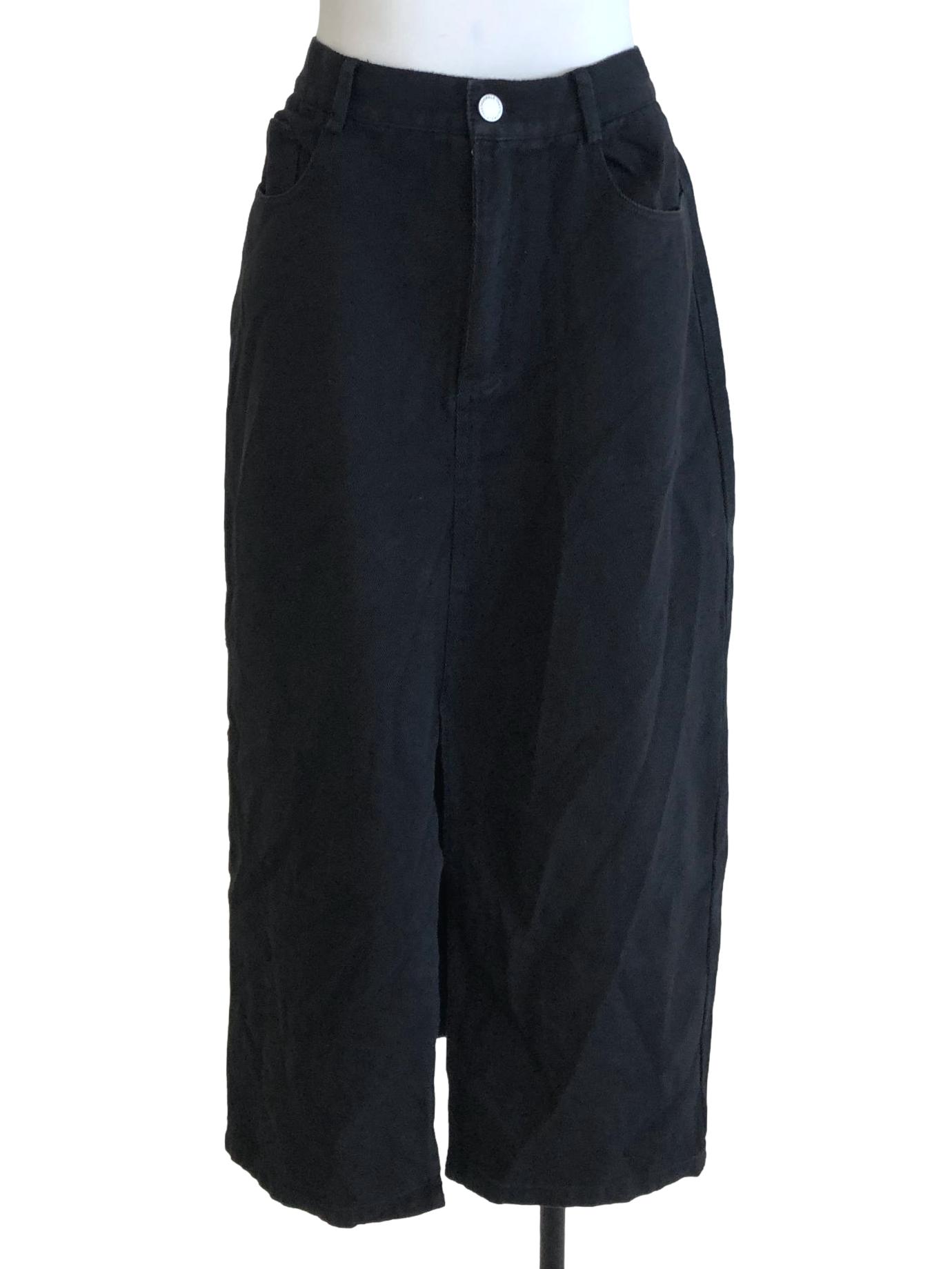 Jade Black Straight Denim Skirt