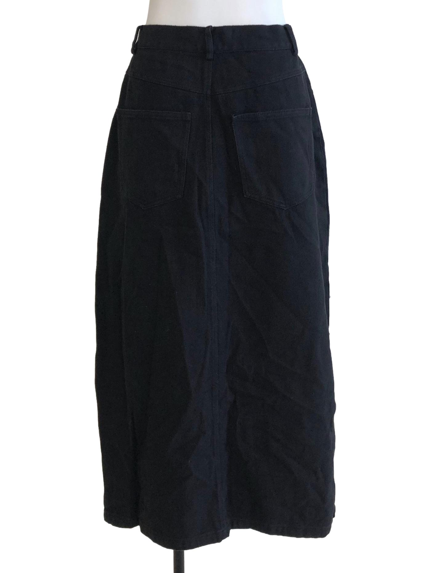 Jade Black Straight Denim Skirt