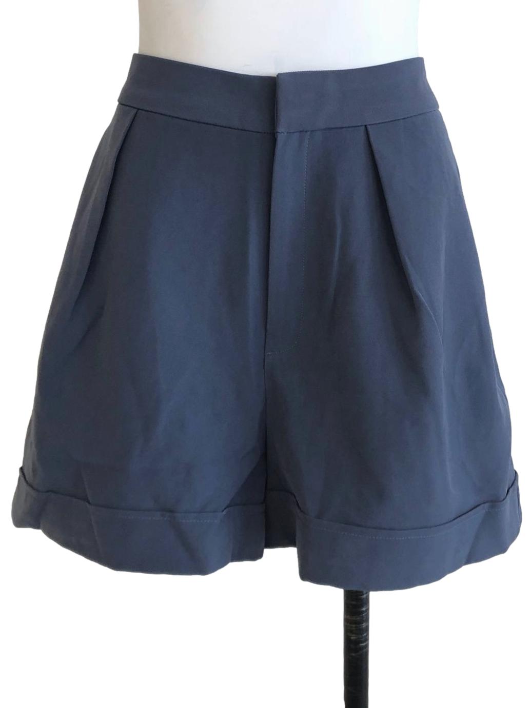Stone Blue Pleated Shorts