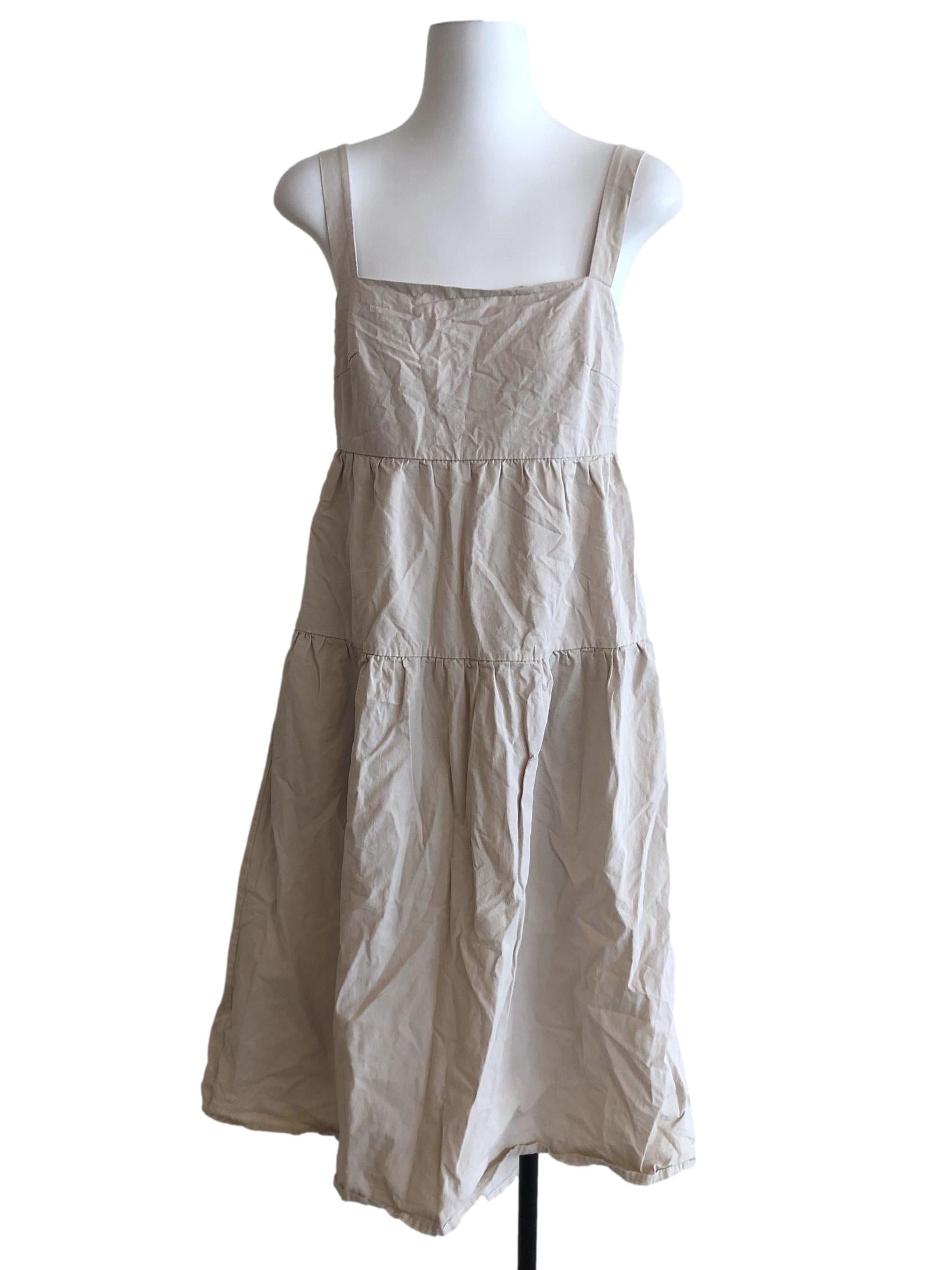 Parchment Beige Tiered Sleeveless Dress