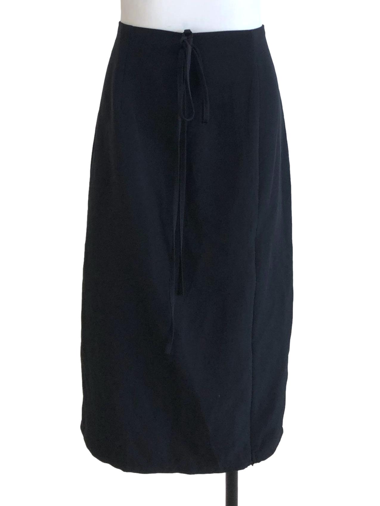 Midnight Black Tie Front Skirt