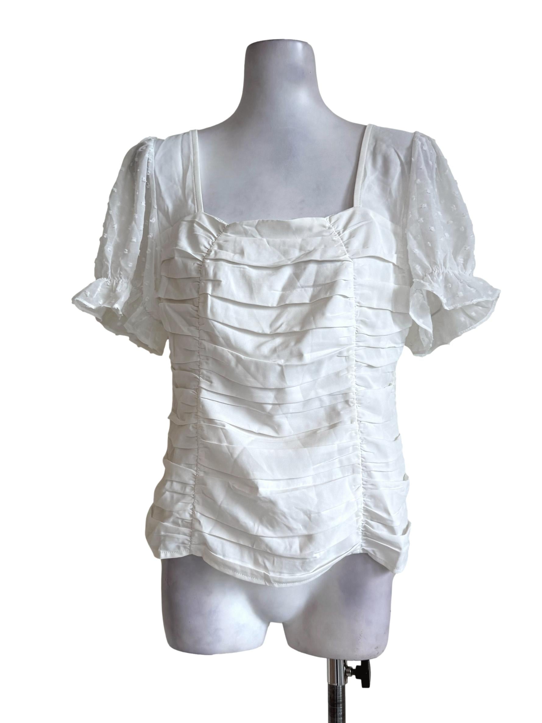 Off White Square Neck Top