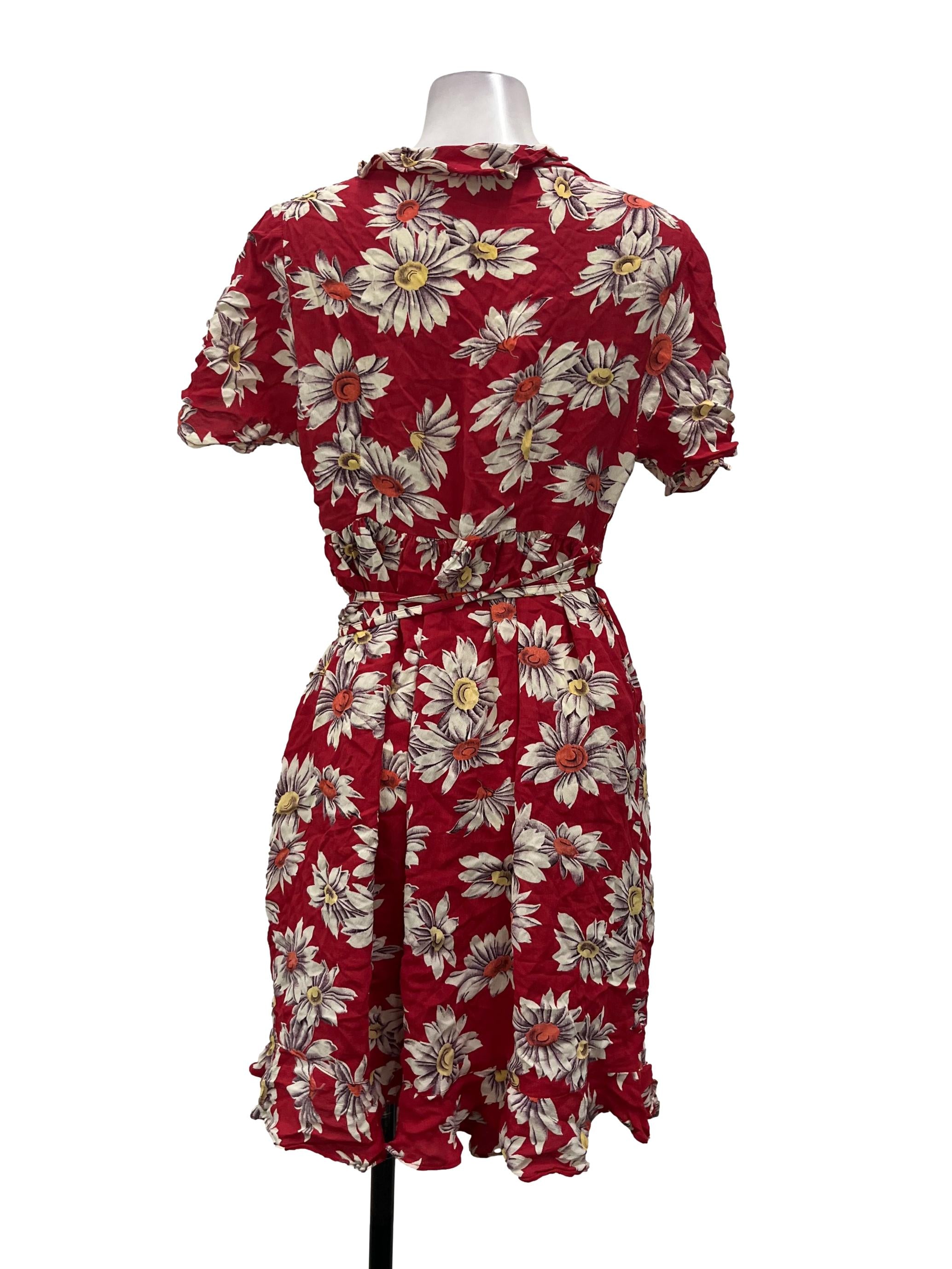 Red Floral Wrap Dress