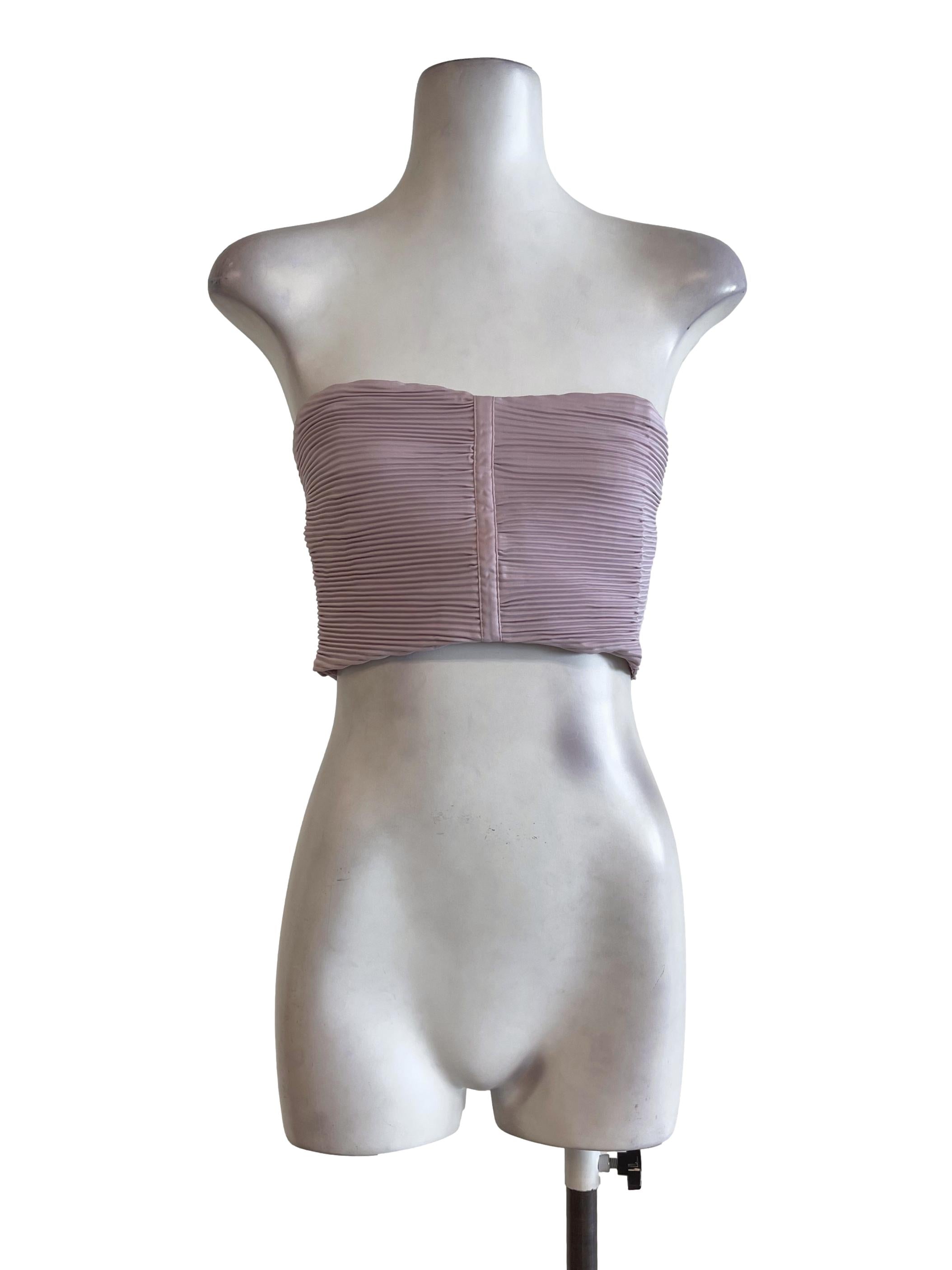Lilac Pleated Strapless Bra Top