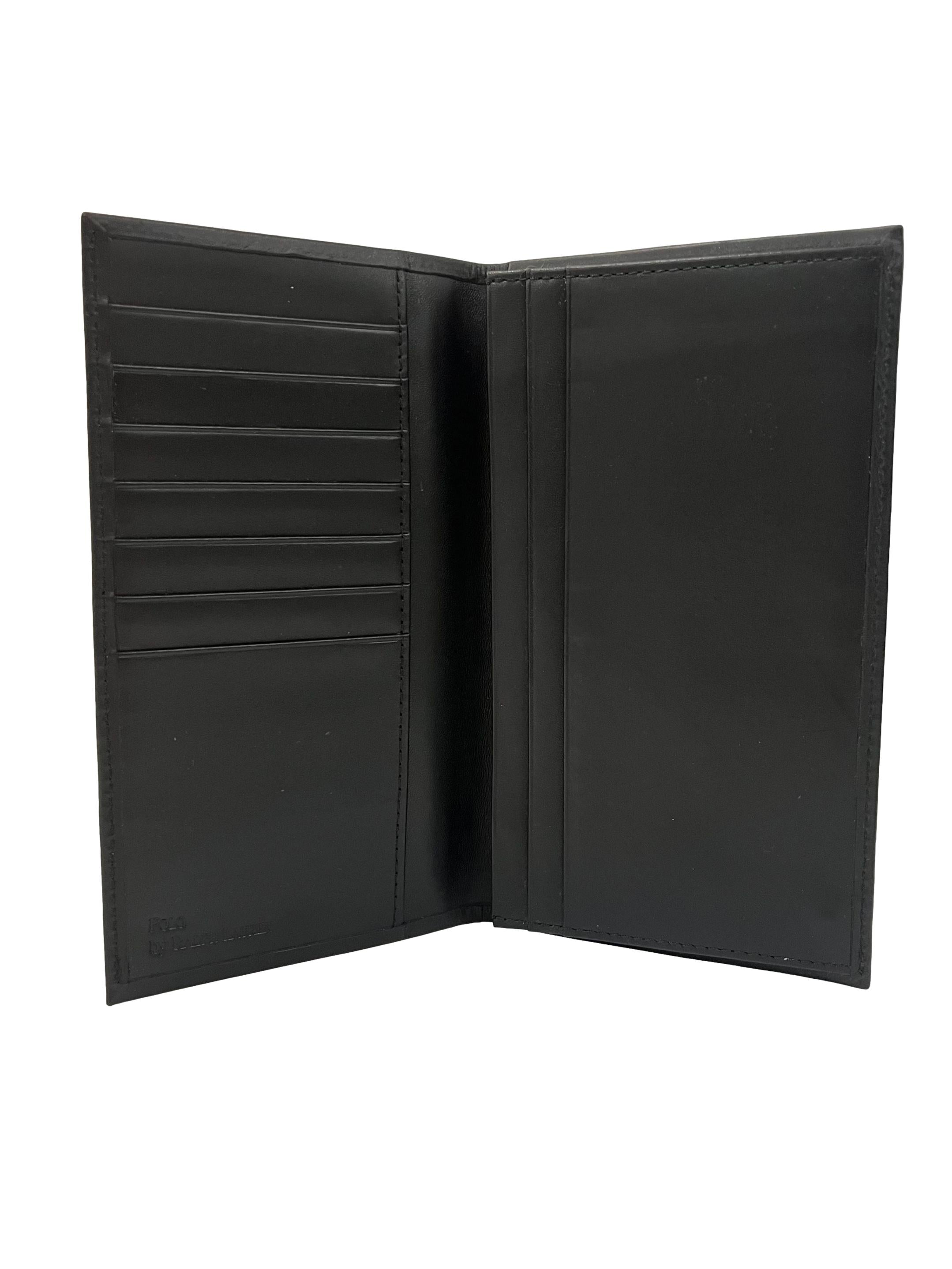 Black Leather Long Bifold Wallet