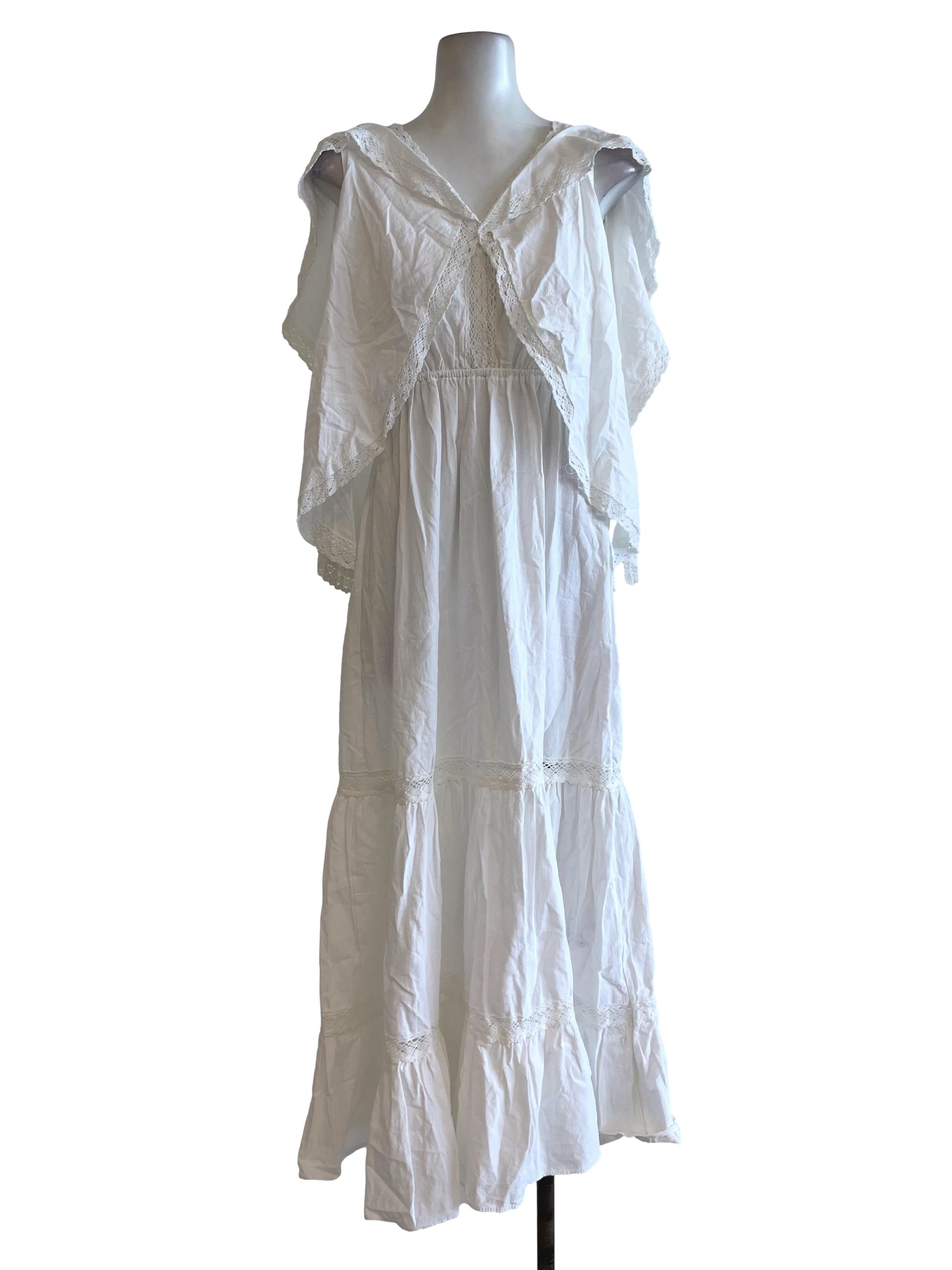 White Cotton Lace Layer Dress