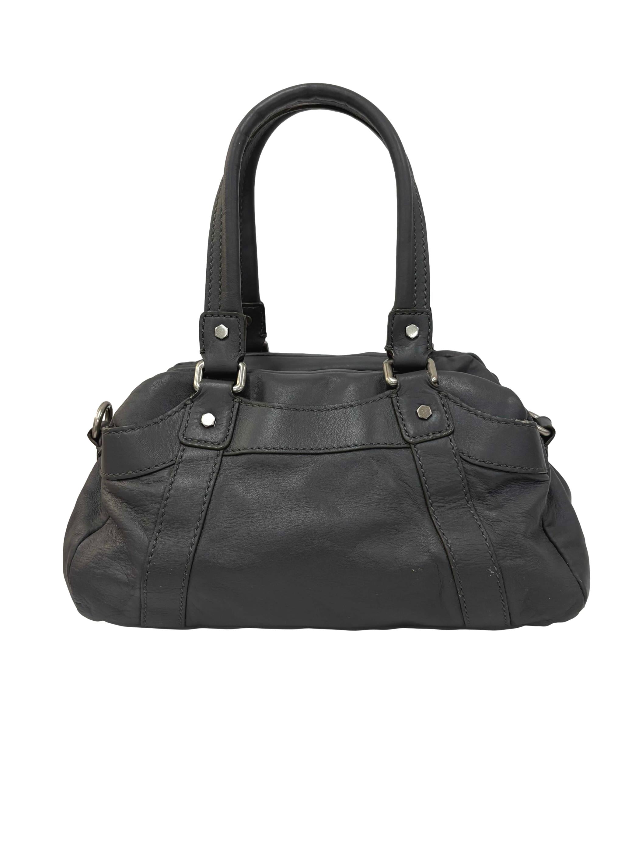 Grey Leather 2 Way Shoulder Bag CSN