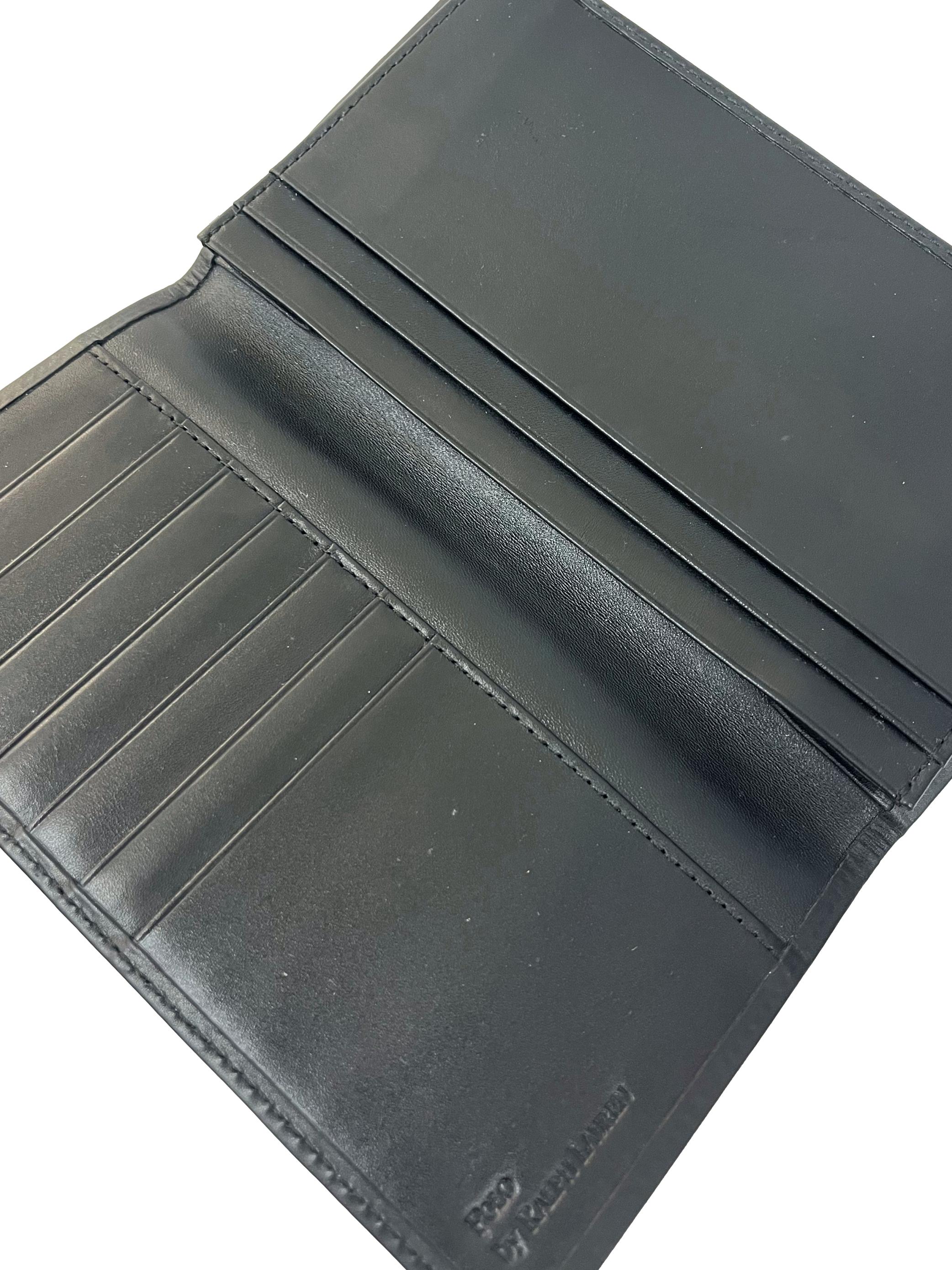 Black Leather Long Bifold Wallet