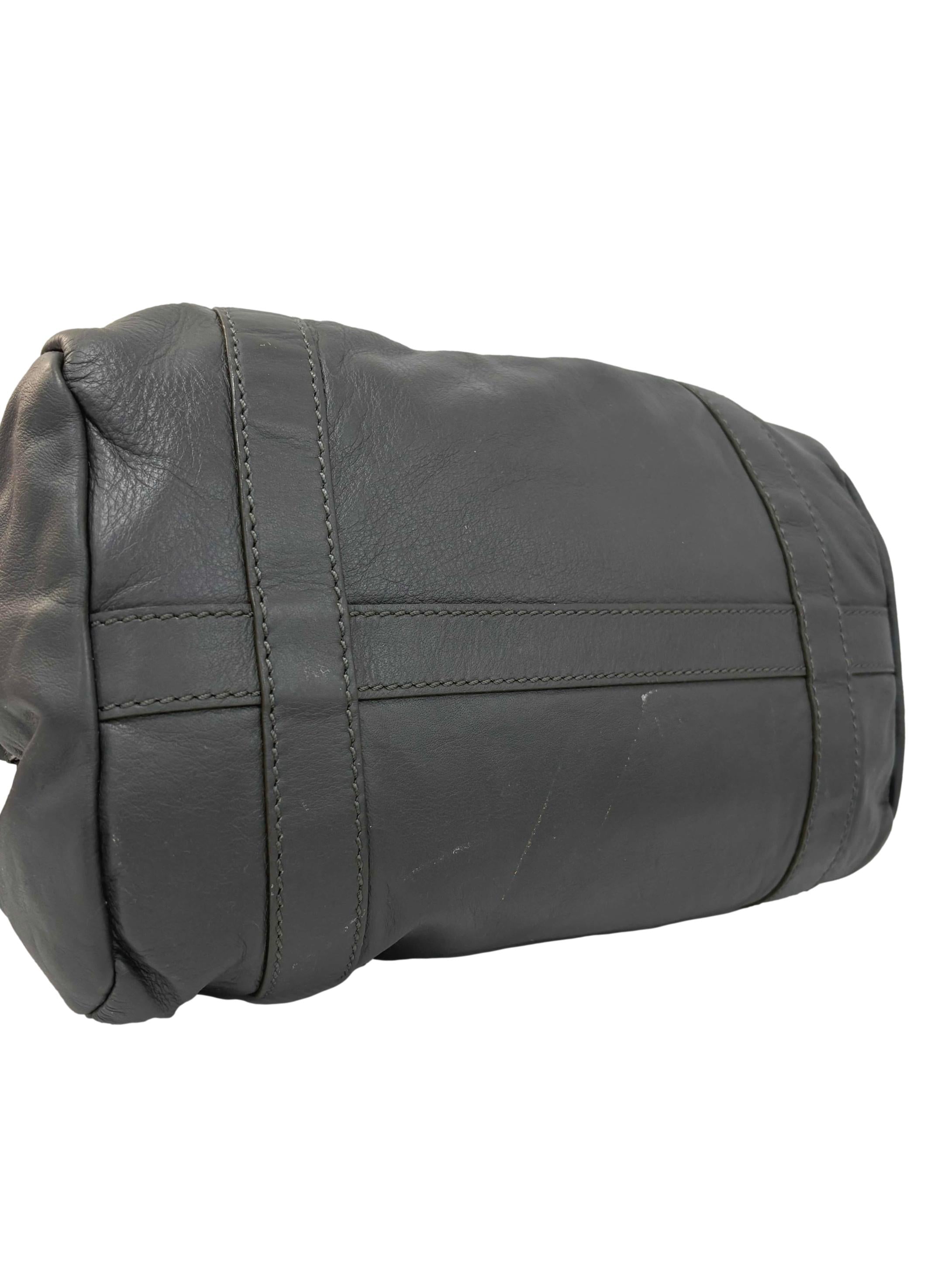 Grey Leather 2 Way Shoulder Bag CSN