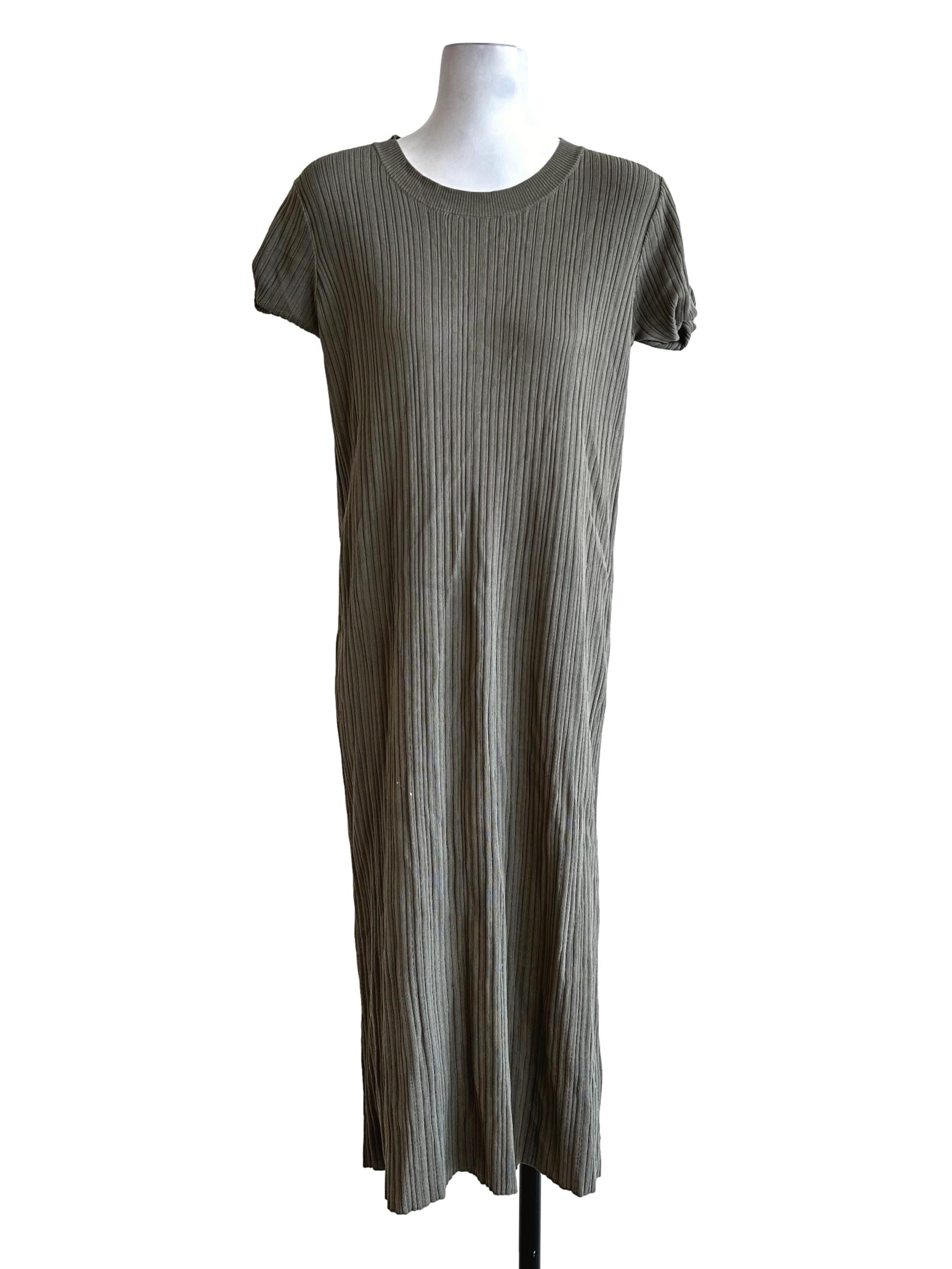 Seaweed Green Textured Pattern Dress LB
