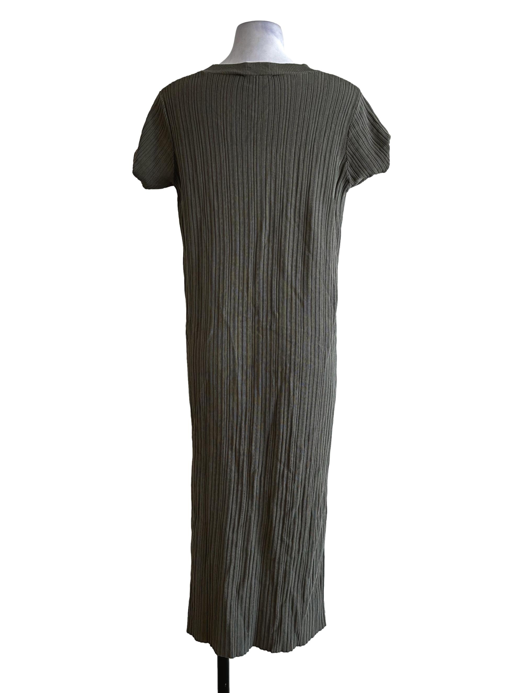 Seaweed Green Textured Pattern Dress LB