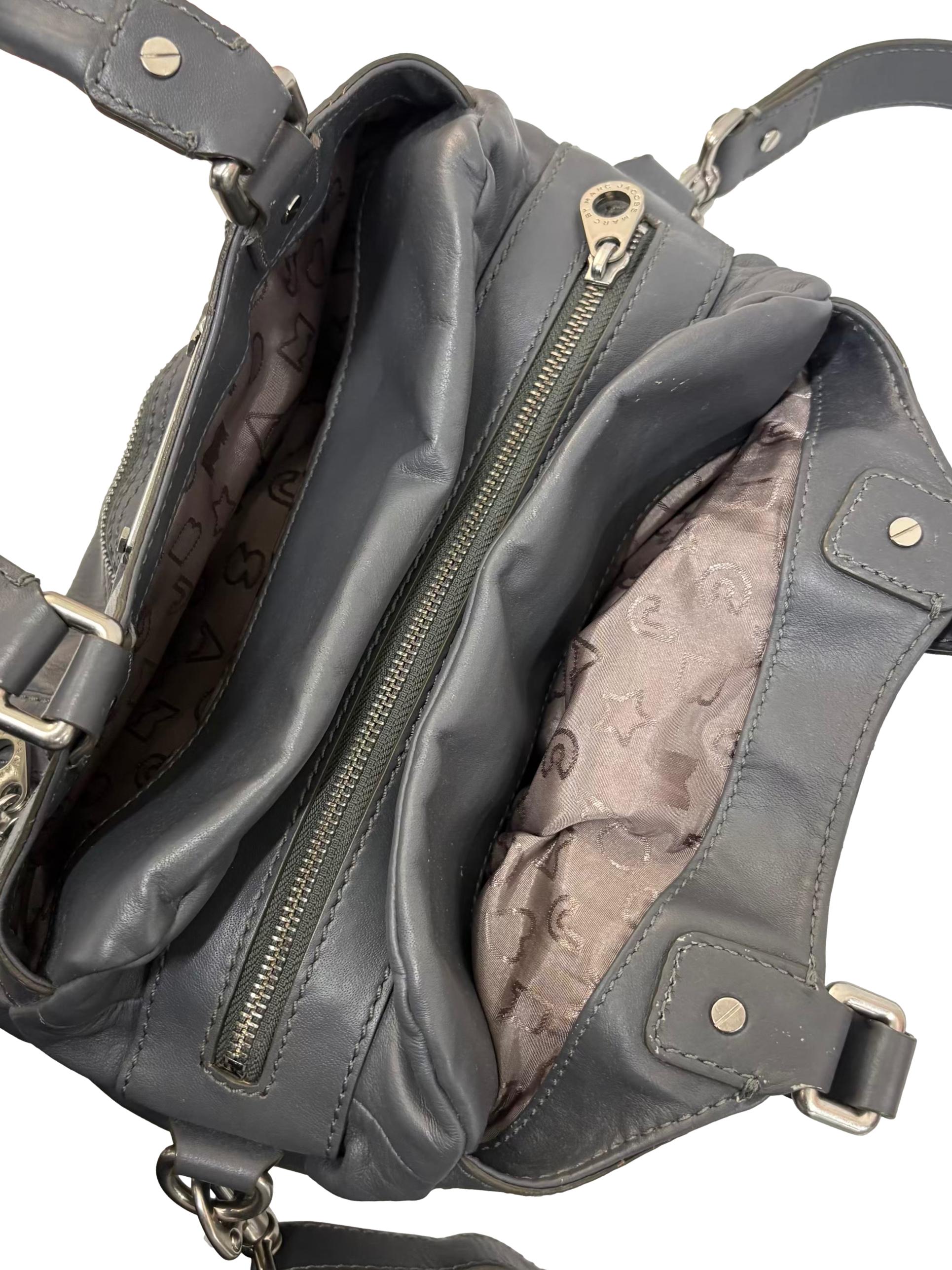 Grey Leather 2 Way Shoulder Bag CSN