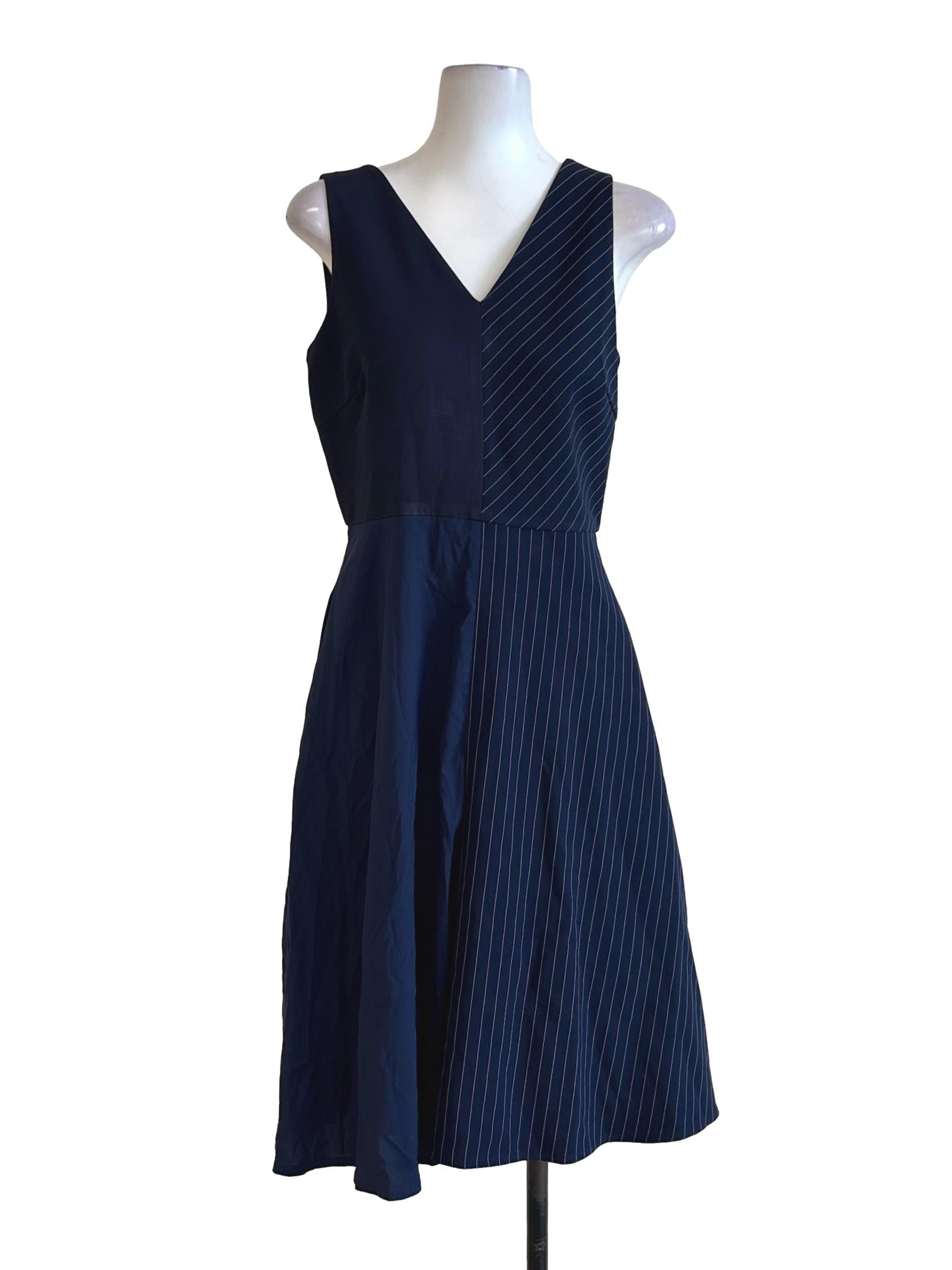 Navy Blue Striped Dress