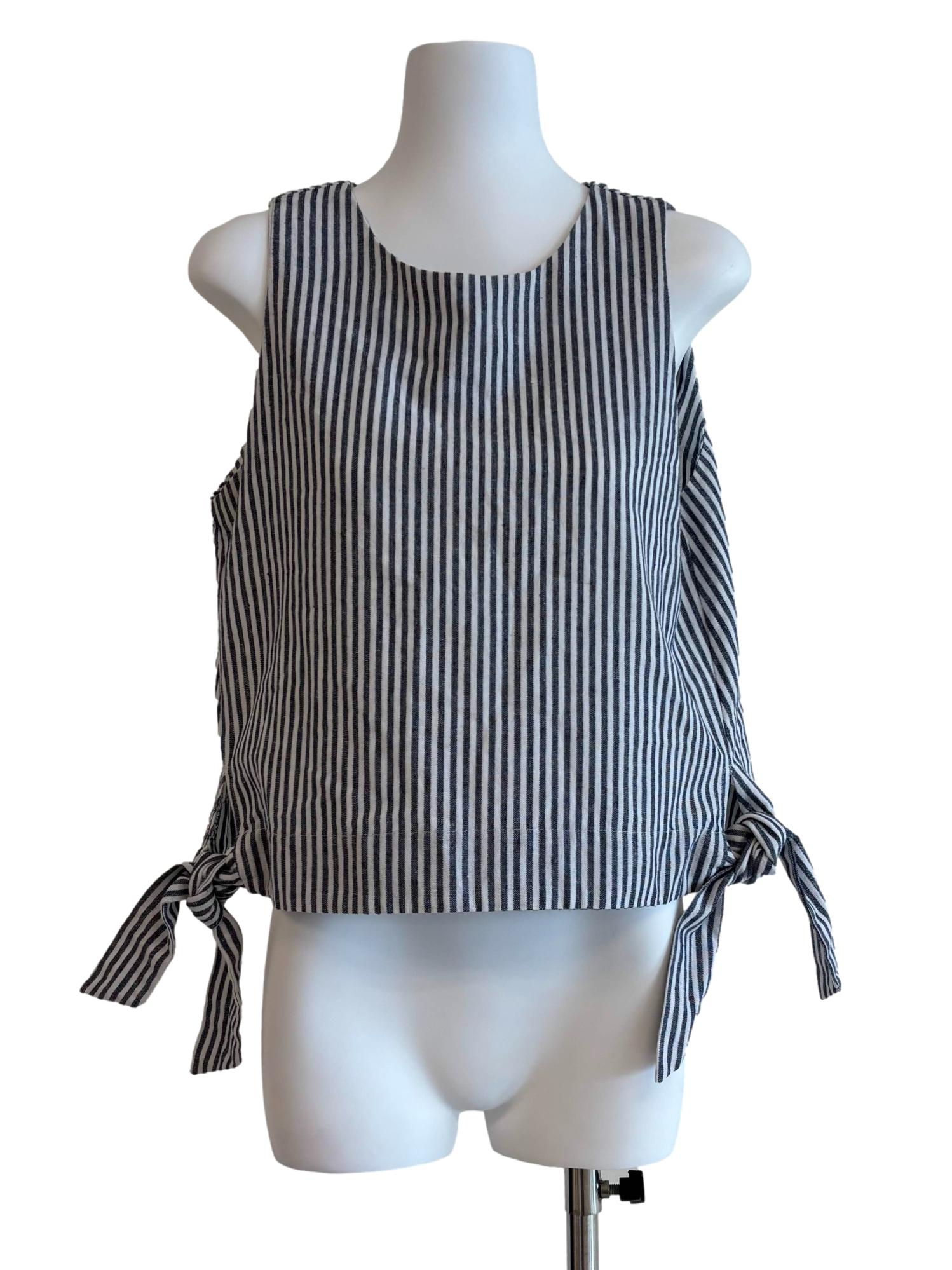 Black And White Striped Sleeveless Top