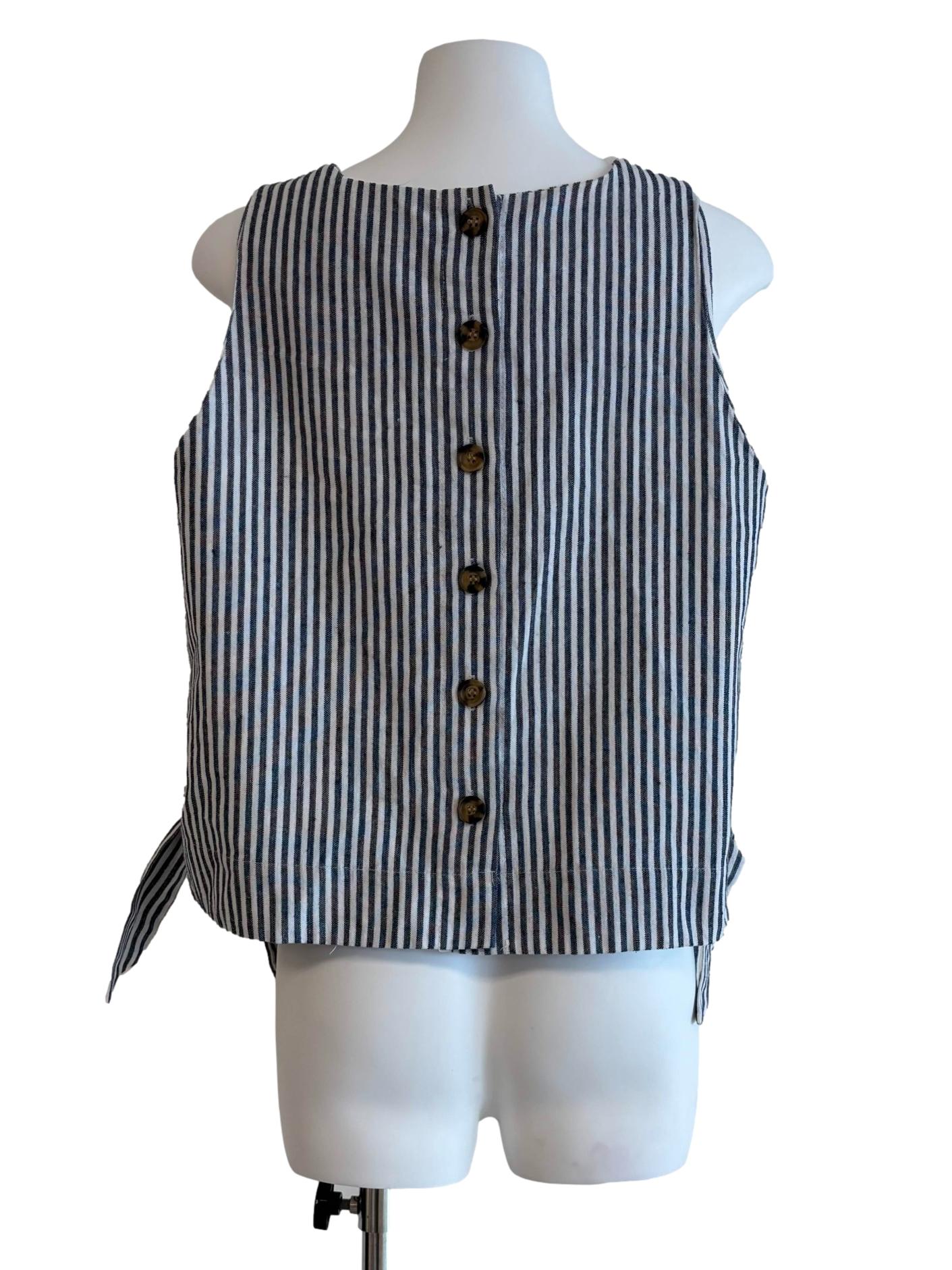 Black And White Striped Sleeveless Top