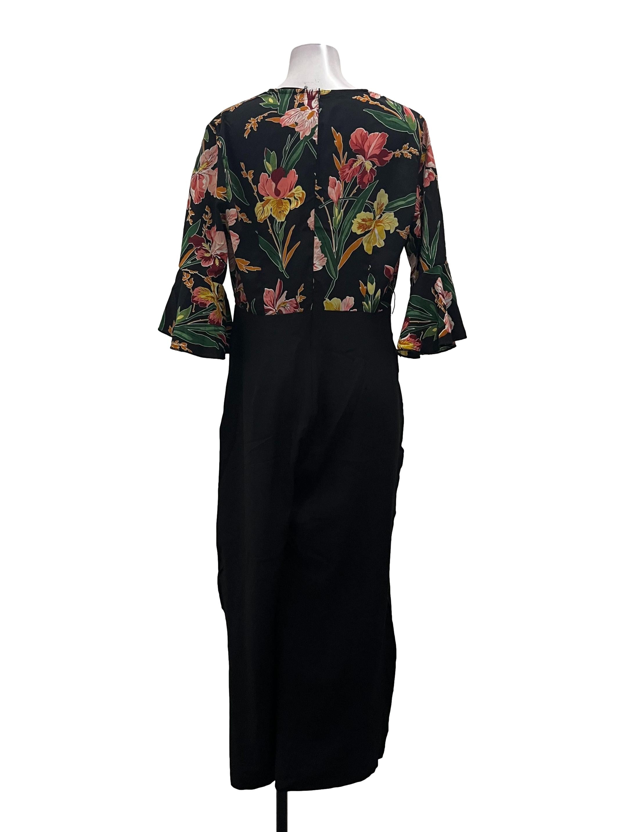 Tropical Print Flared Sleeve Jumpsuit