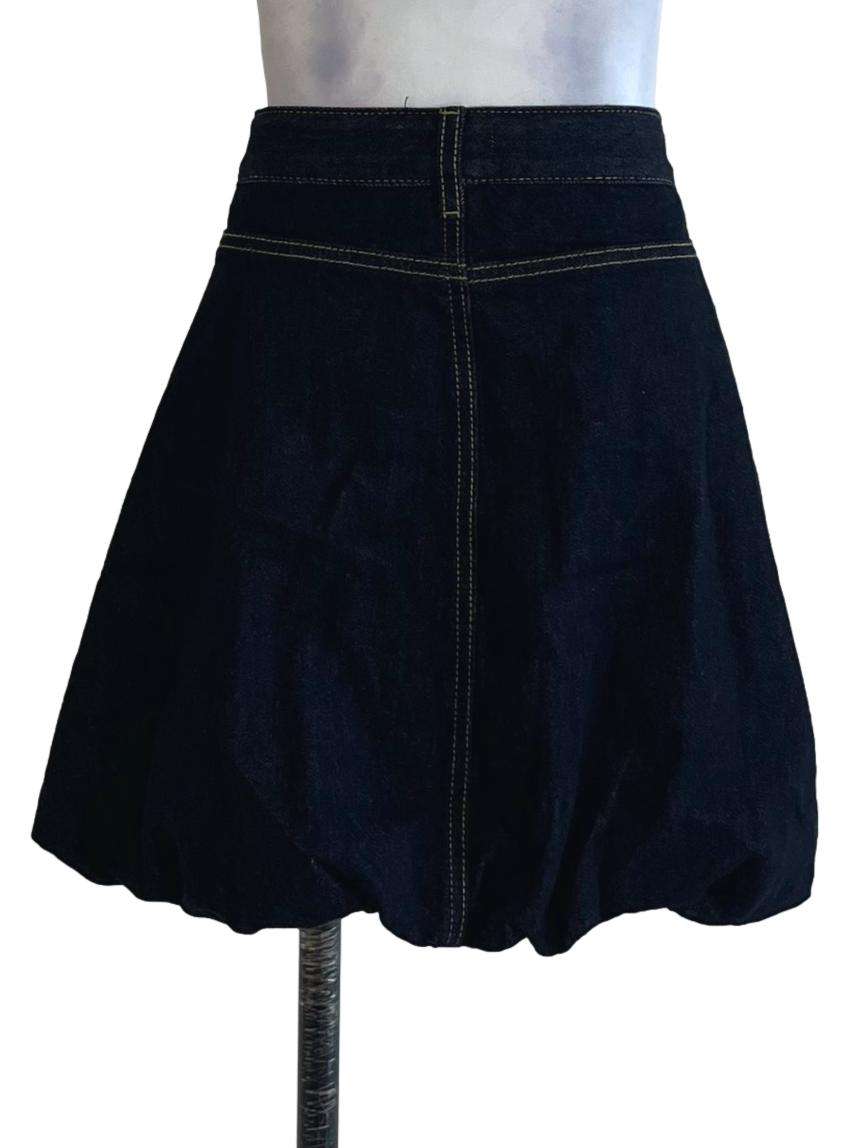 Dark Blue Denim Bubble Mini Skirt