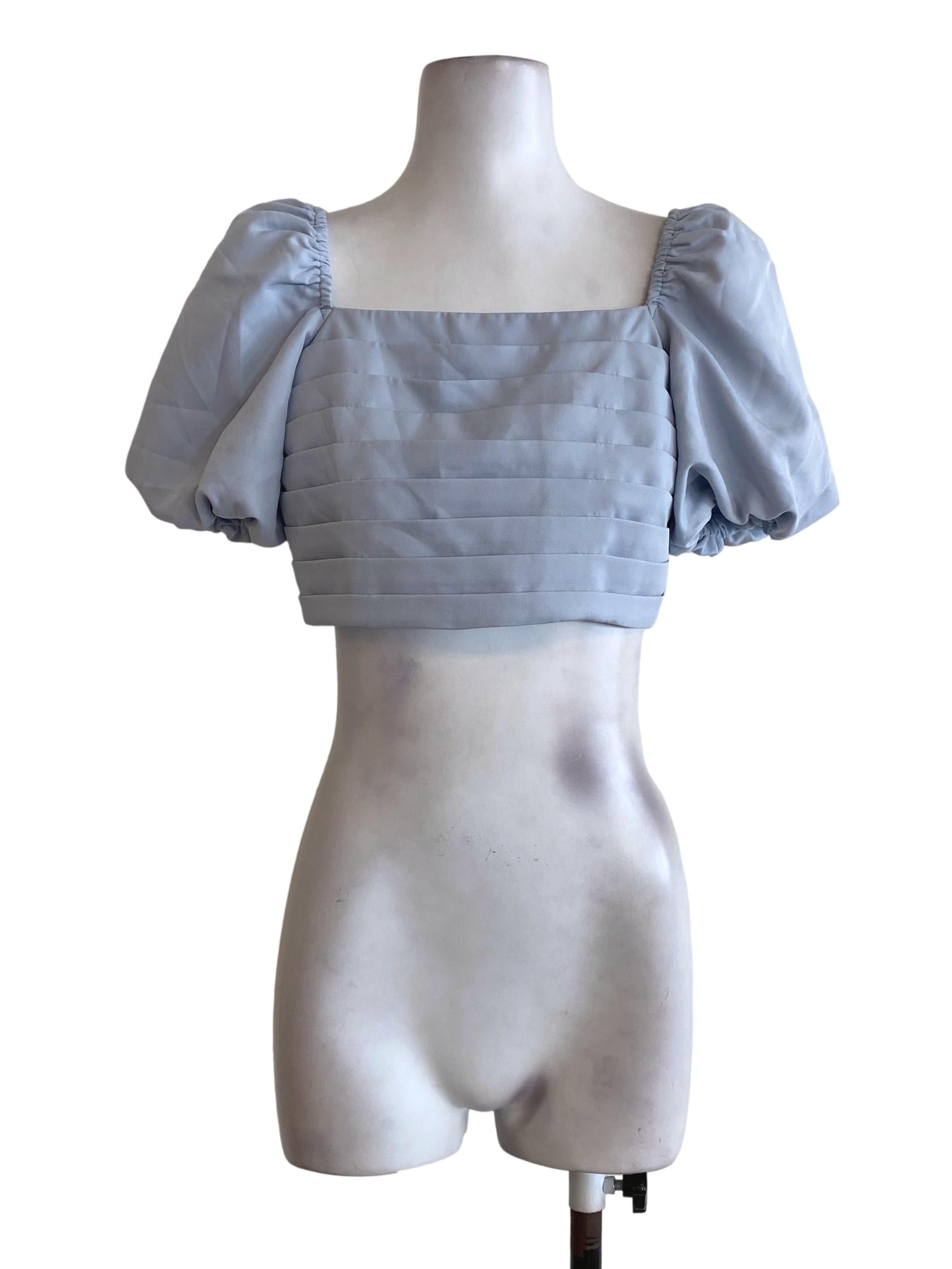 Blue Pleated Top