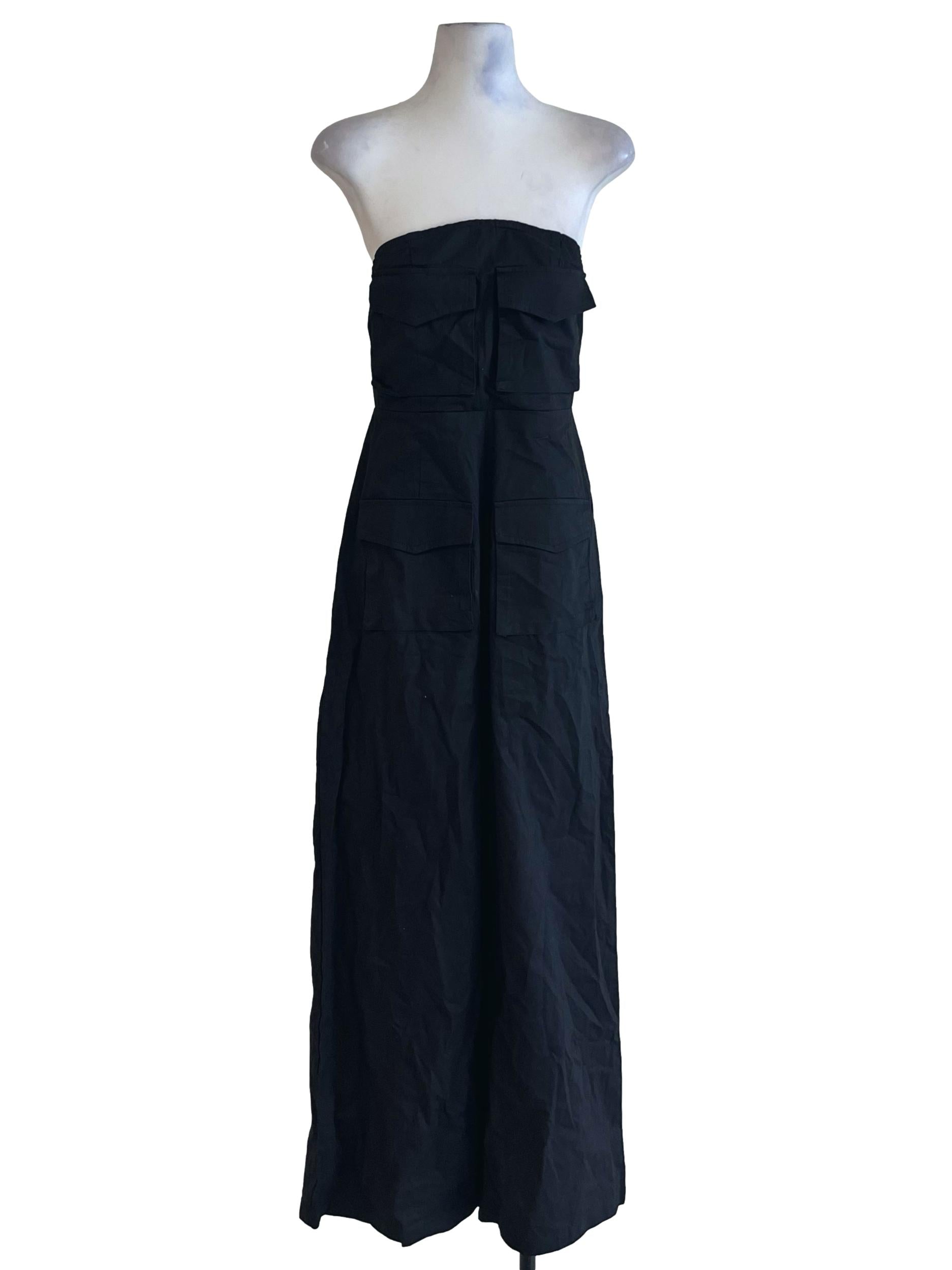 Black Strapless Pocket Detail Jumpsuit