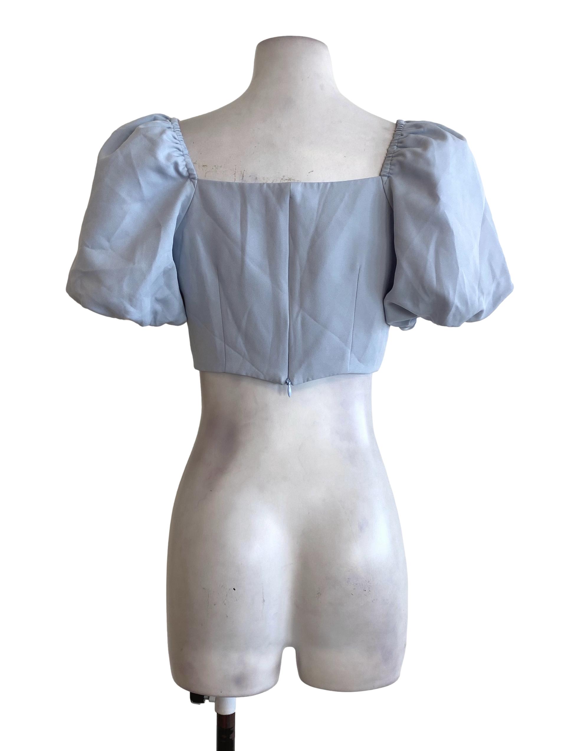 Blue Pleated Top