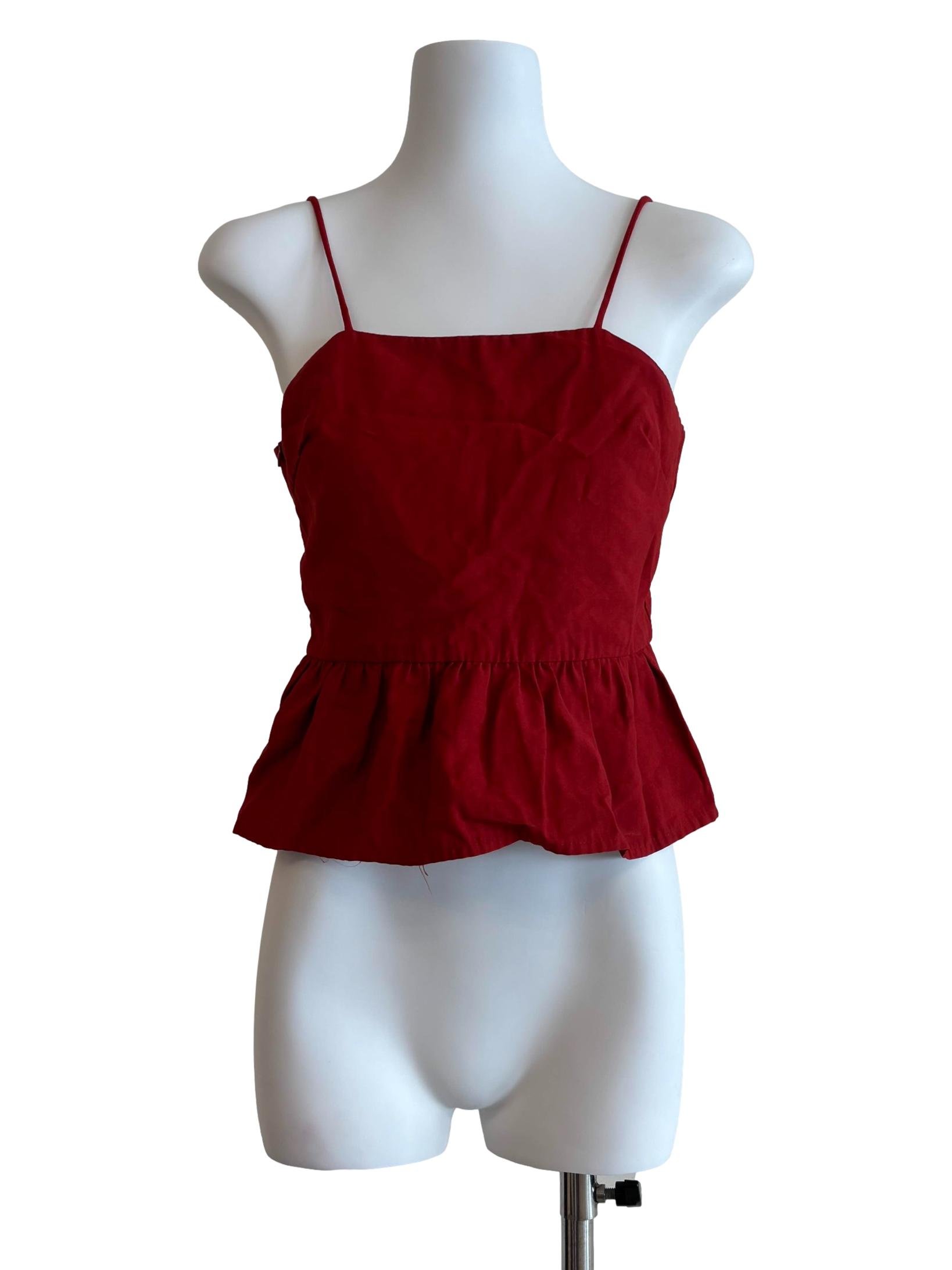 Lava Red Spaghetti Strap Peplum Top